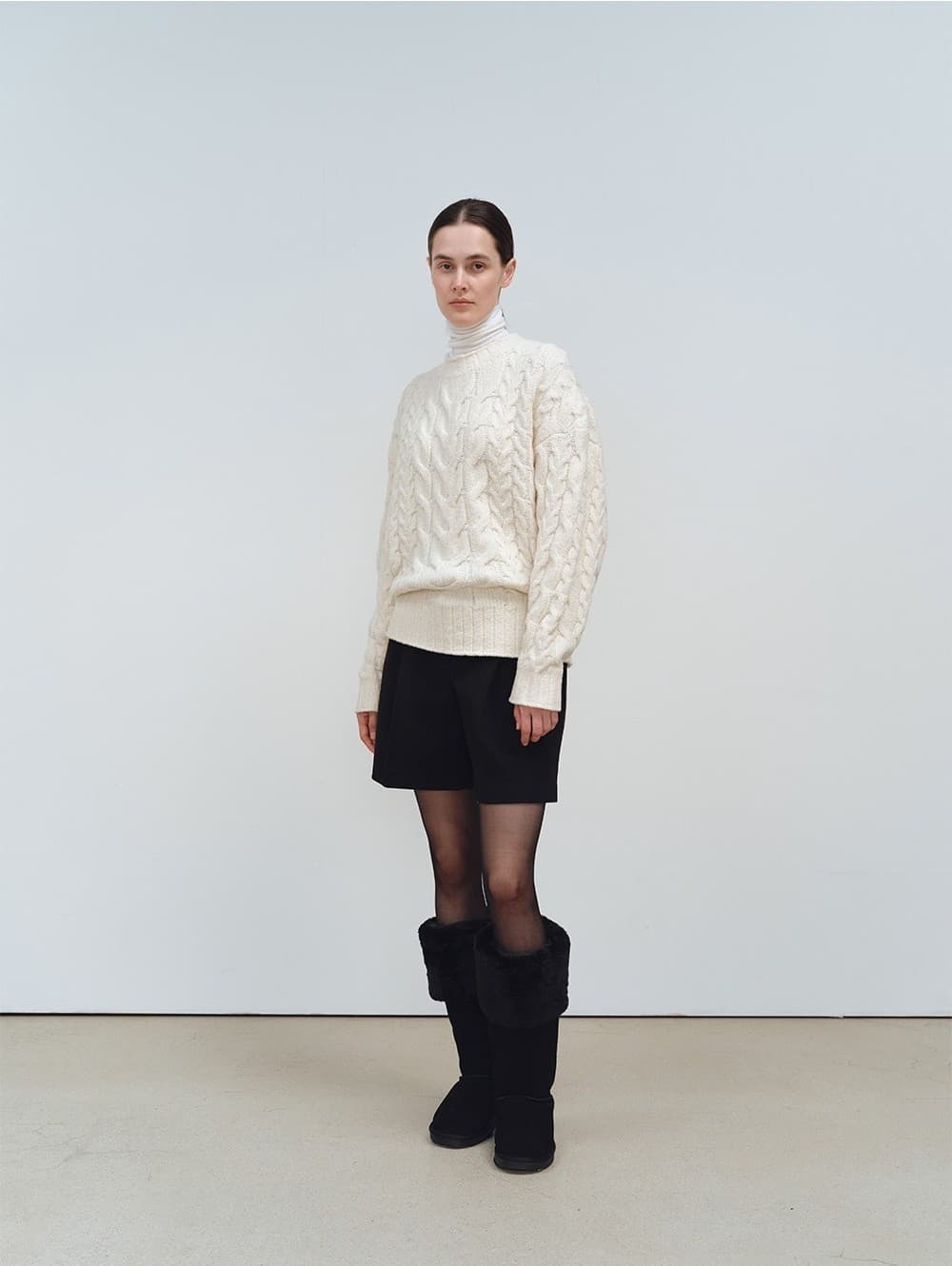 TFW WOOL BOUCLE CABLE KNIT TOP_IVORY — vue 7