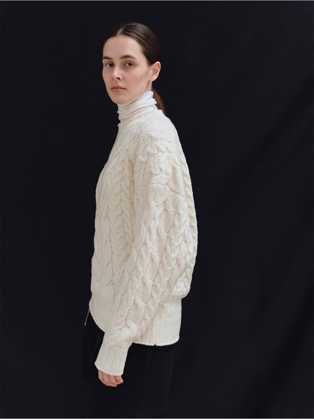 TFW WOOL BOUCLE CABLE KNIT TOP_IVORY — vue 9