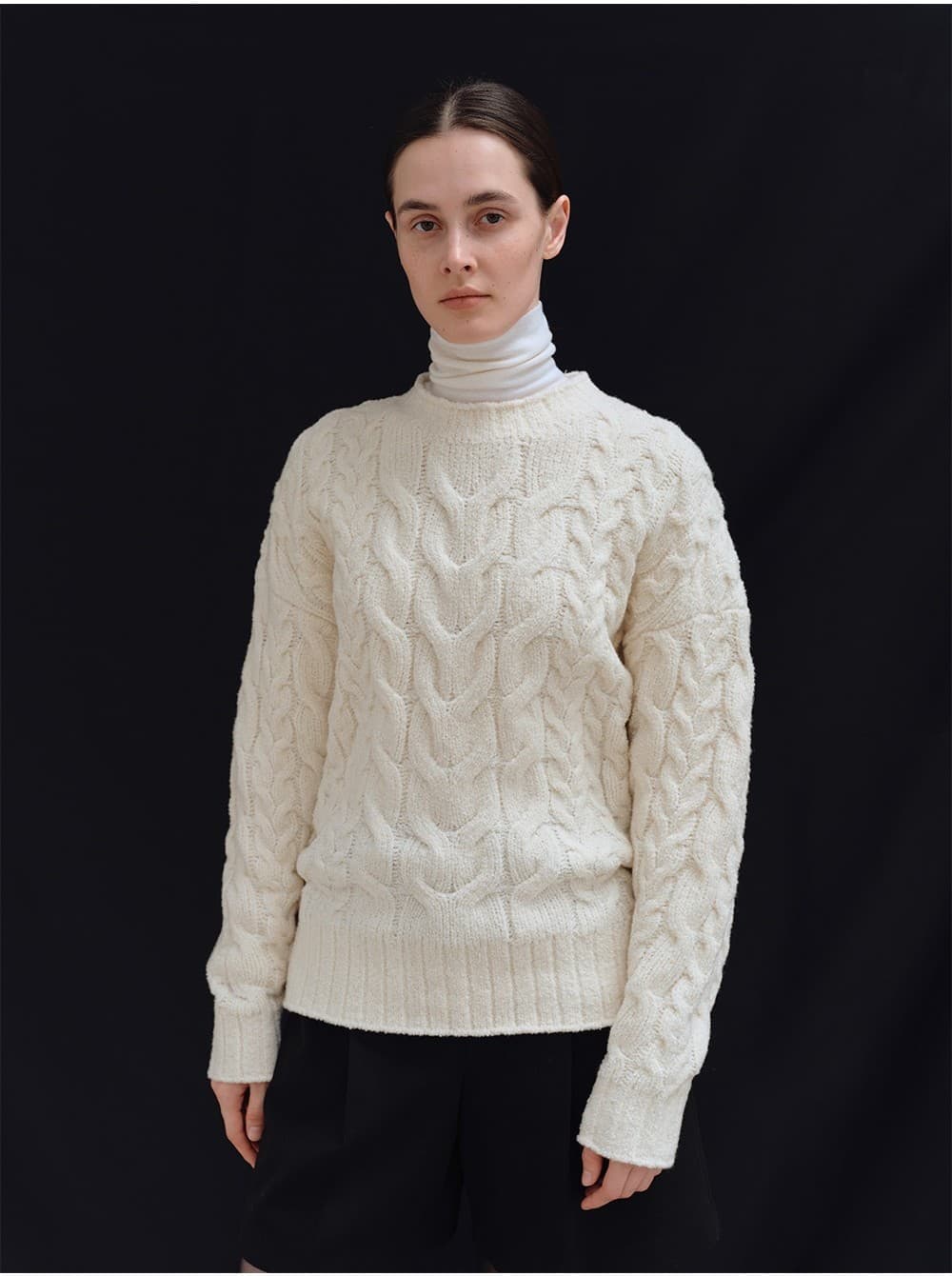 TFW WOOL BOUCLE CABLE KNIT TOP_IVORY — vue 10