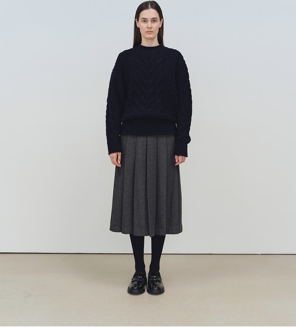 TFW WOOL BOUCLE CABLE KNIT TOP_NAVY — vue 5