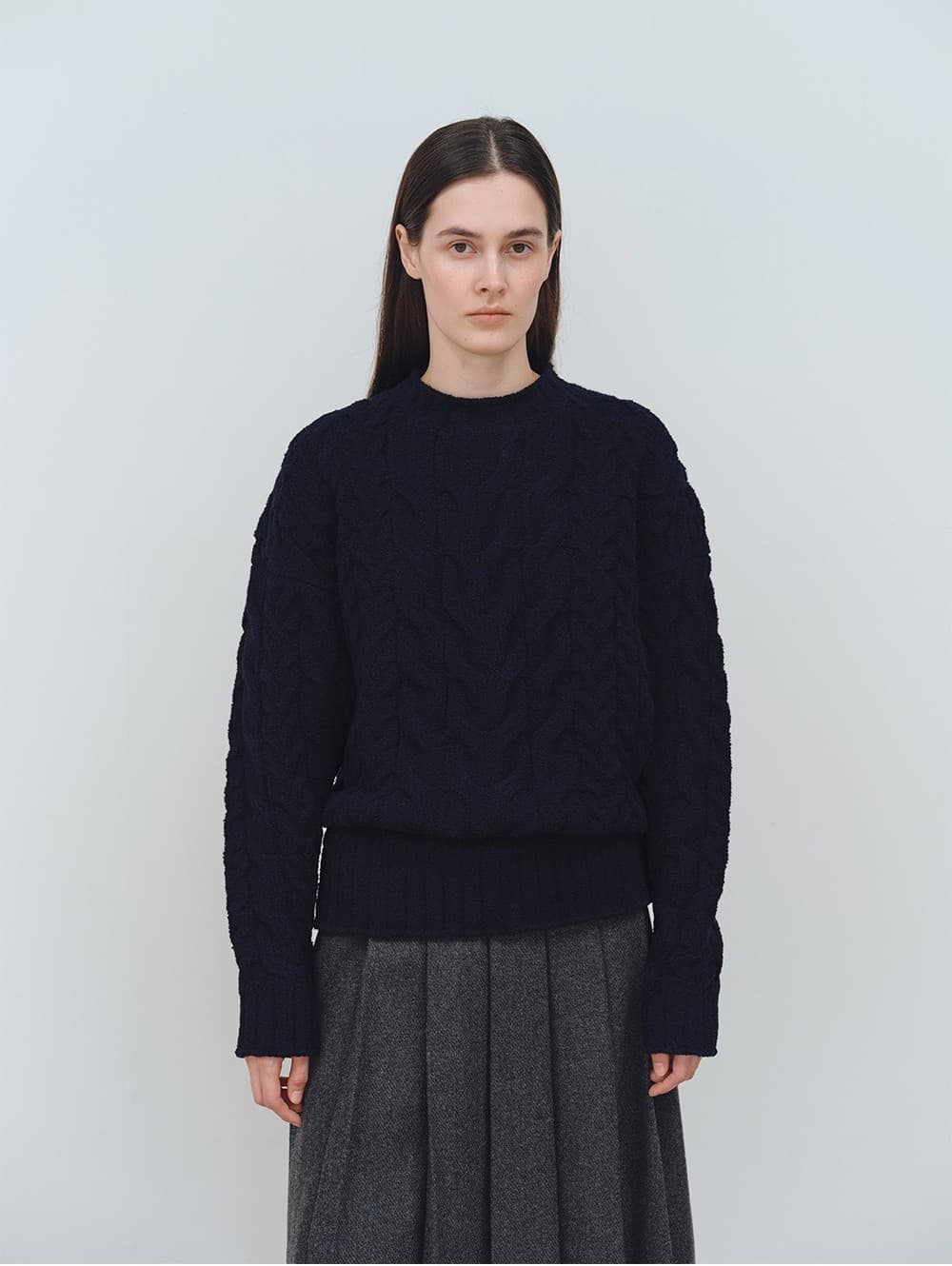 TFW WOOL BOUCLE CABLE KNIT TOP_NAVY — vue 6