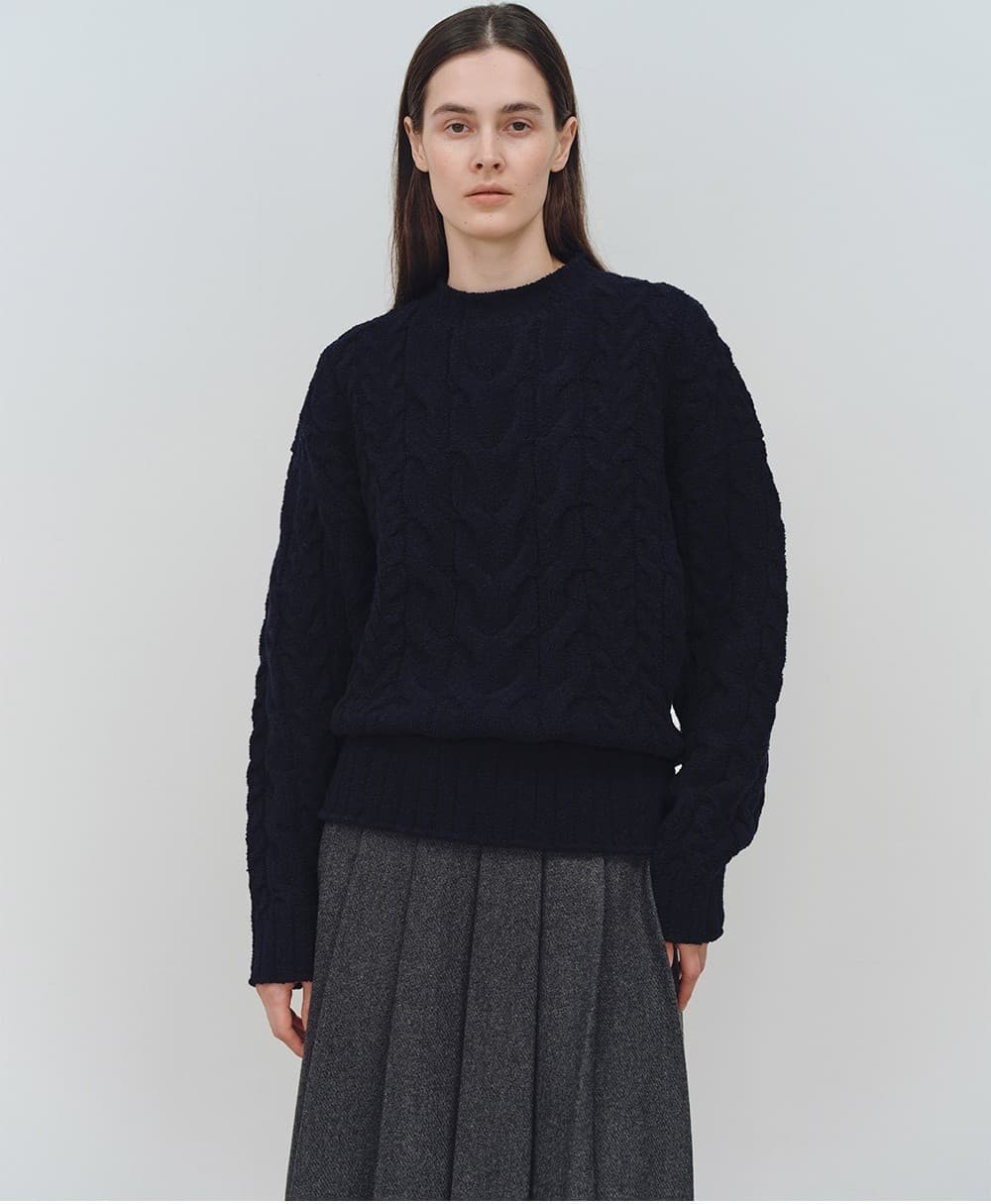 TFW WOOL BOUCLE CABLE KNIT TOP_NAVY — vue 7