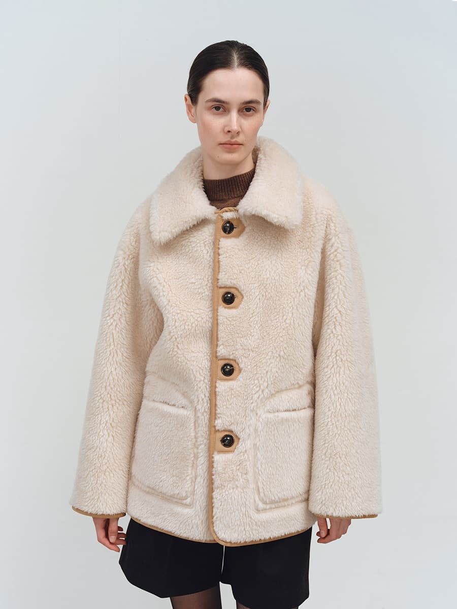 TFW REVERSIBLE SHEARING HALF COAT_BEIGE — vue 4