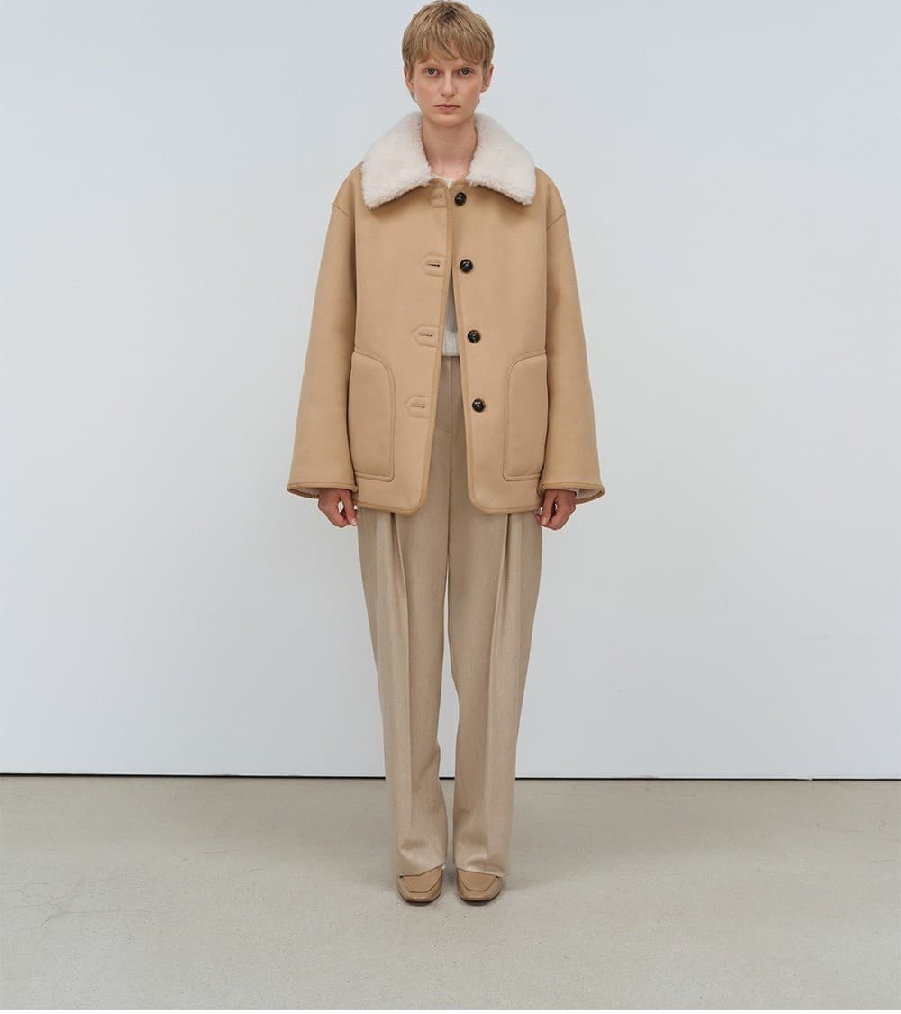 TFW REVERSIBLE SHEARING HALF COAT_BEIGE — vue 6