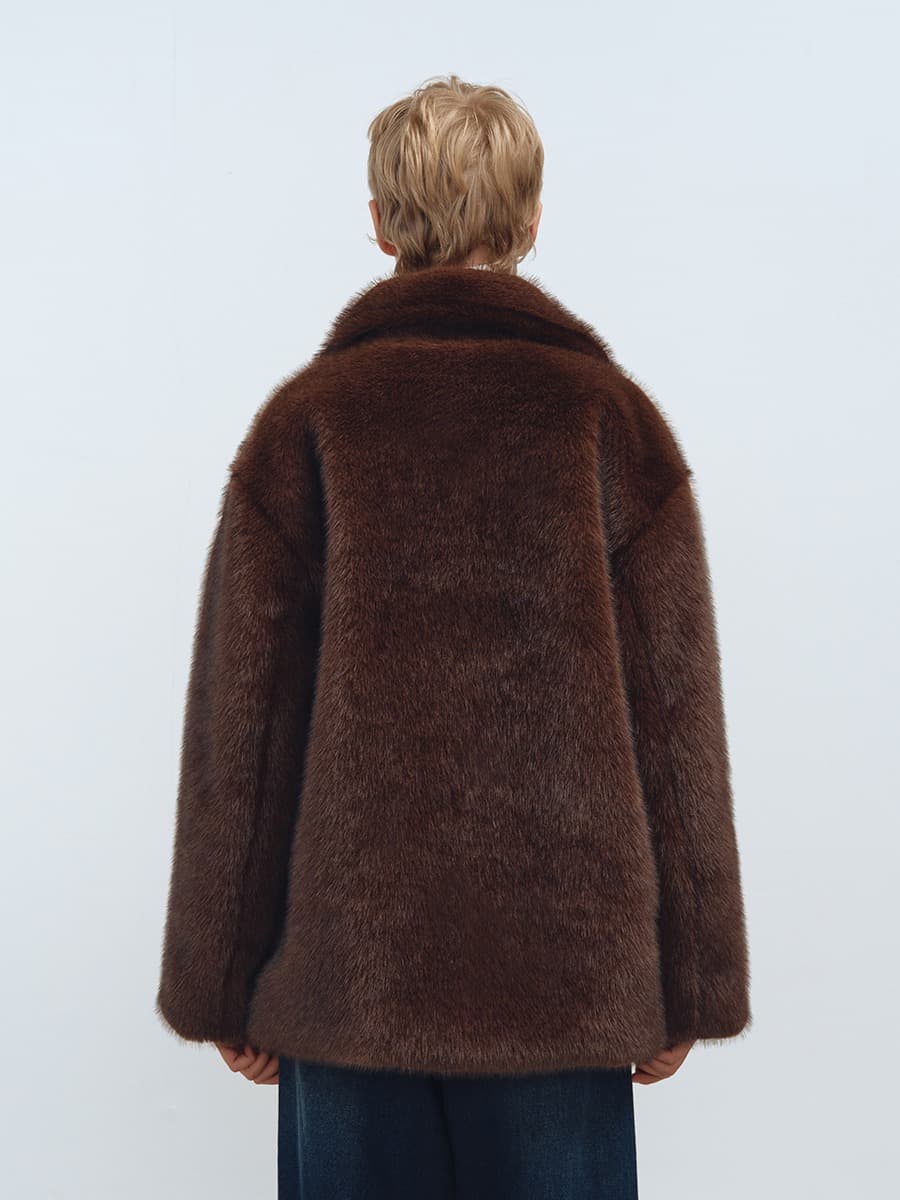 TFW HIGH NECK ECO FUR HALF JACKET_BROWN — vue 3