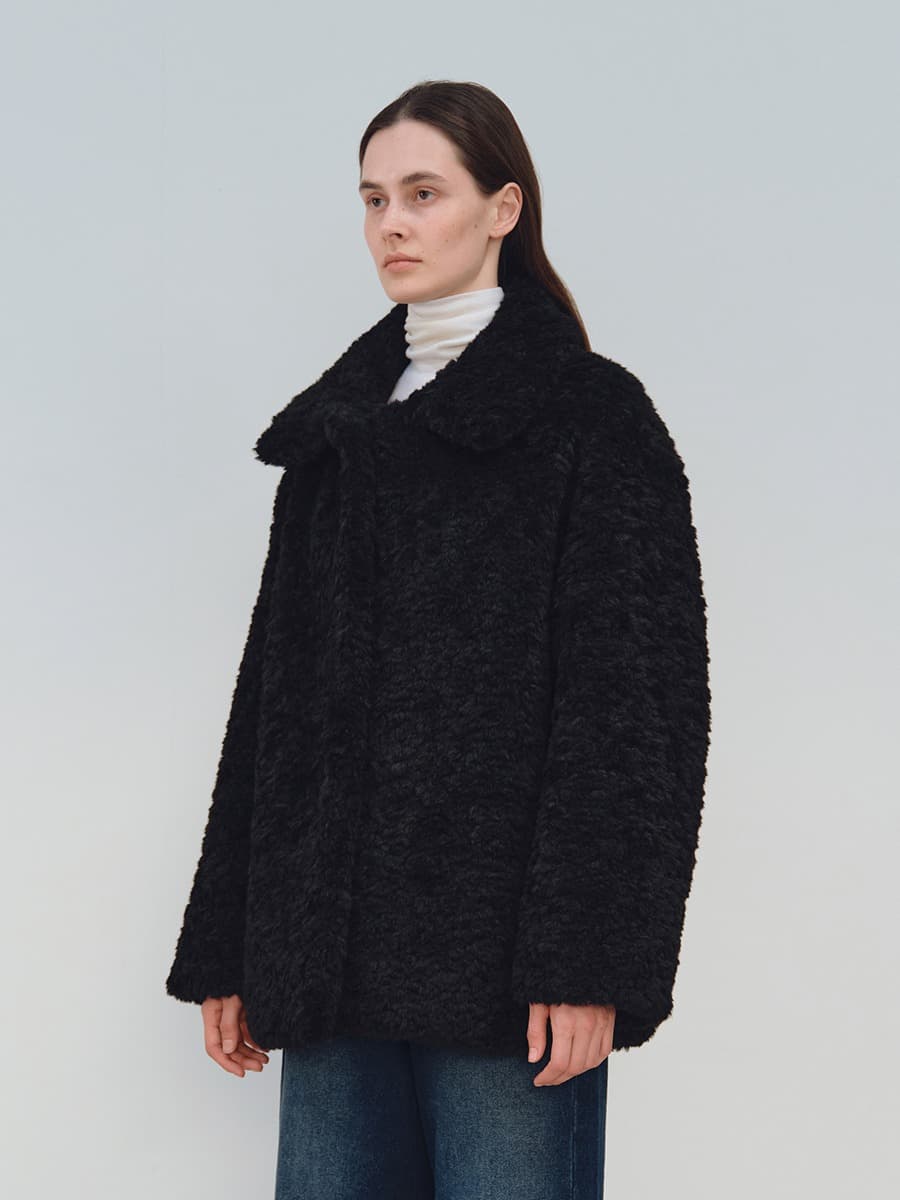 TFW COLLAR FLUFFY SHEARING JACKET_BLACK — vue 2