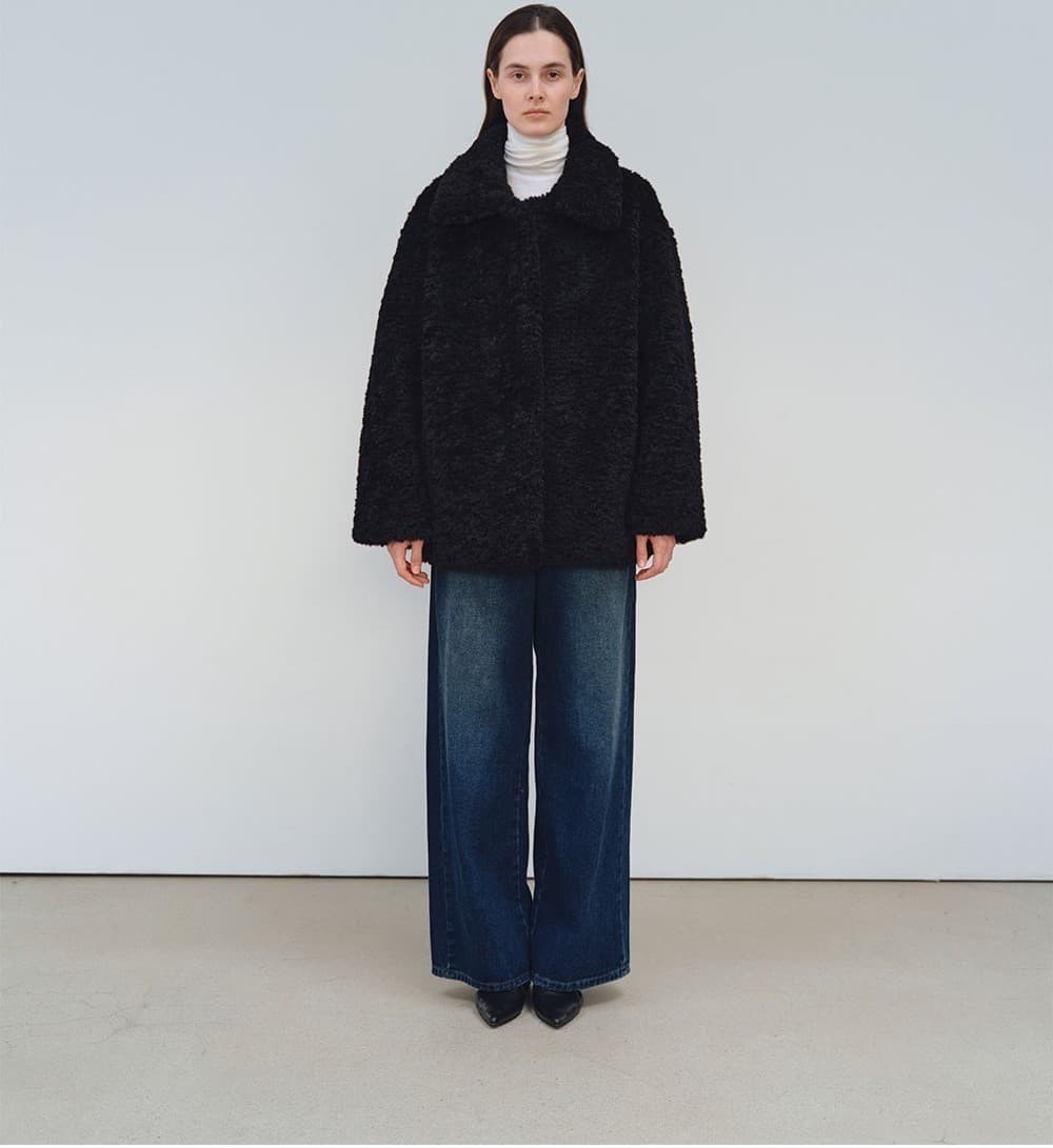 TFW COLLAR FLUFFY SHEARING JACKET_BLACK — vue 5