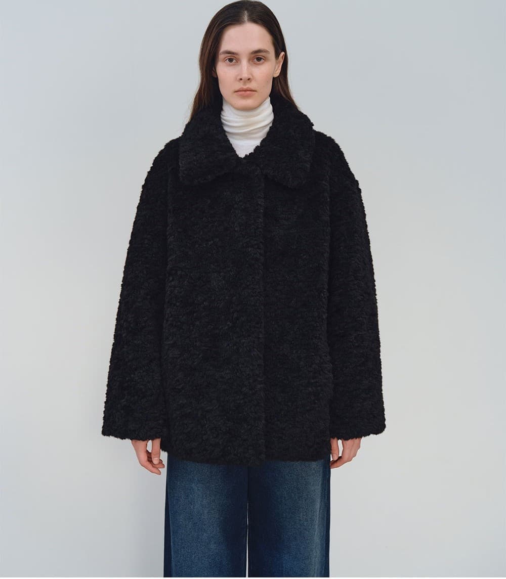 TFW COLLAR FLUFFY SHEARING JACKET_BLACK — vue 6