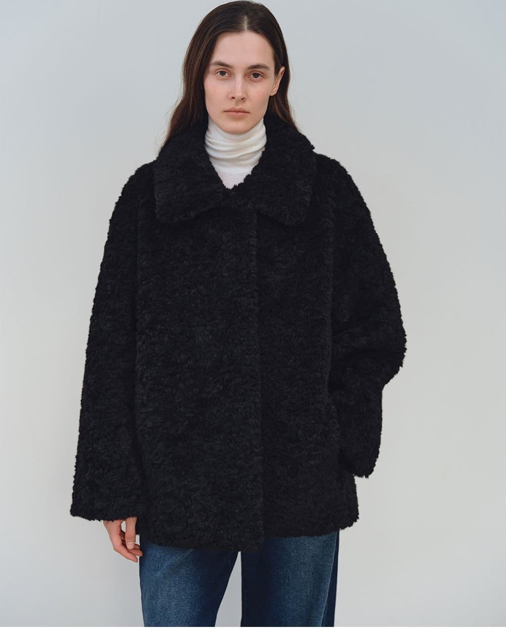 TFW COLLAR FLUFFY SHEARING JACKET_BLACK — vue 7