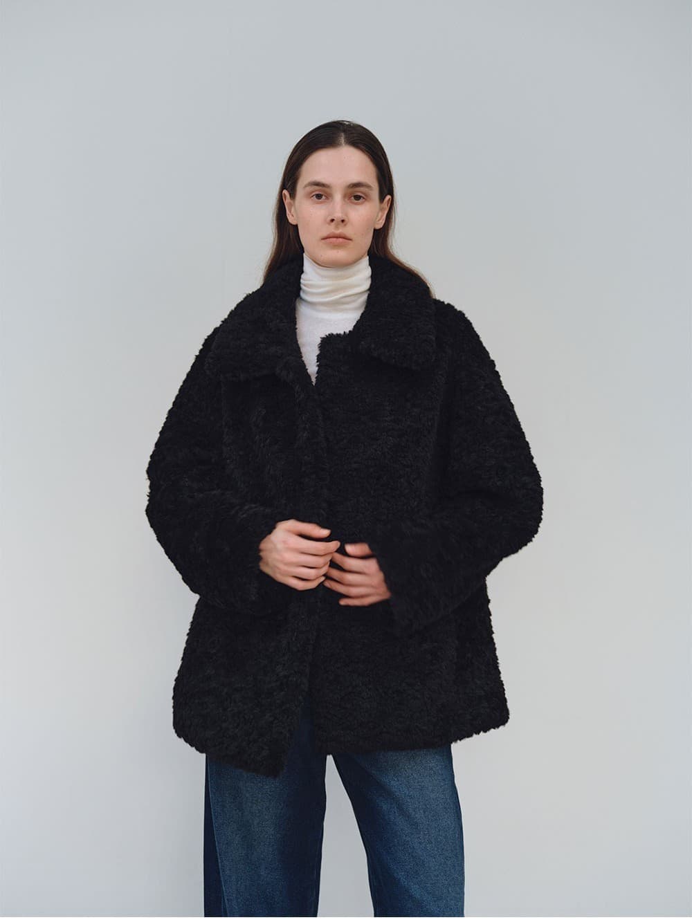TFW COLLAR FLUFFY SHEARING JACKET_BLACK — vue 10