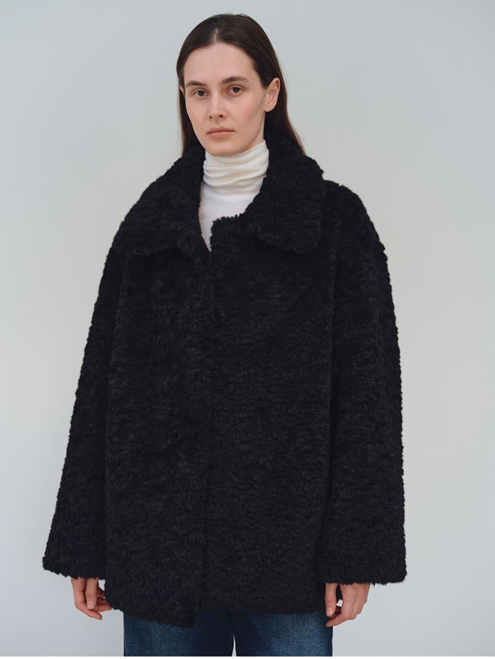 TFW COLLAR FLUFFY SHEARING JACKET_BLACK — vue 11