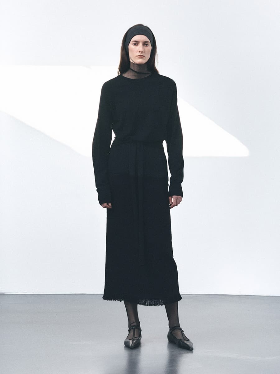 TVS H-LINE FRINGE MAXI SKIRT_BLACK — vue 4