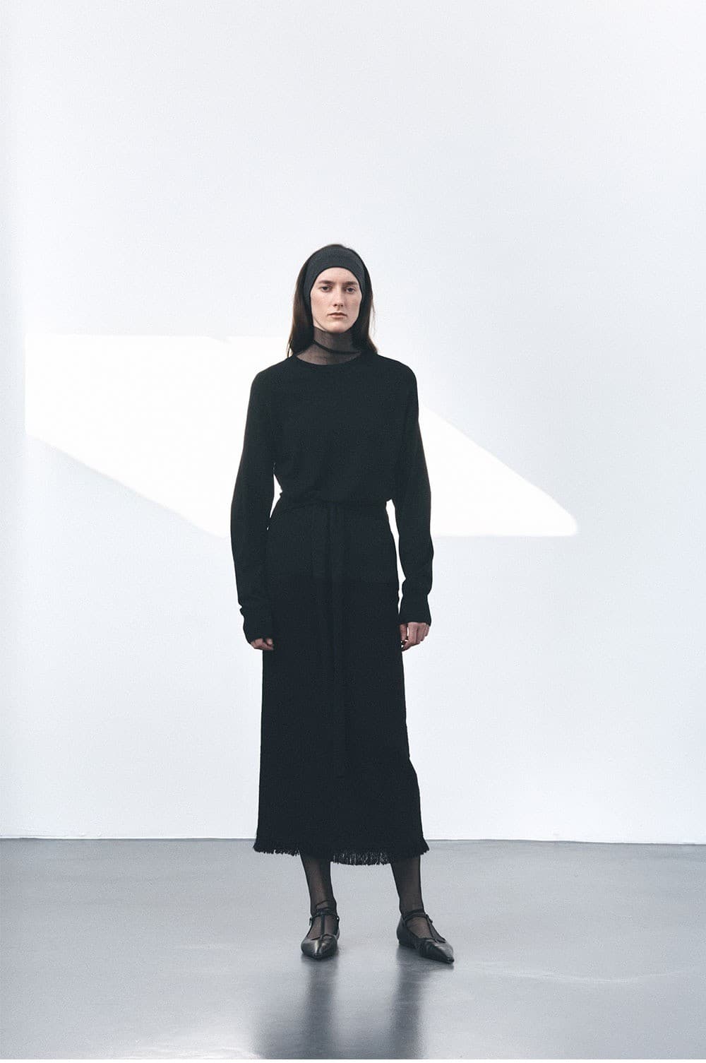 TVS H-LINE FRINGE MAXI SKIRT_BLACK — vue 5