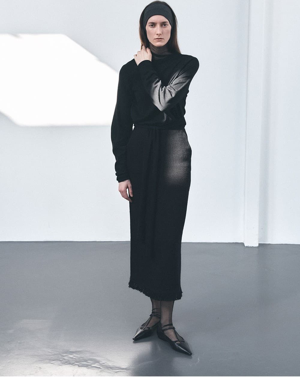 TVS H-LINE FRINGE MAXI SKIRT_BLACK — vue 7