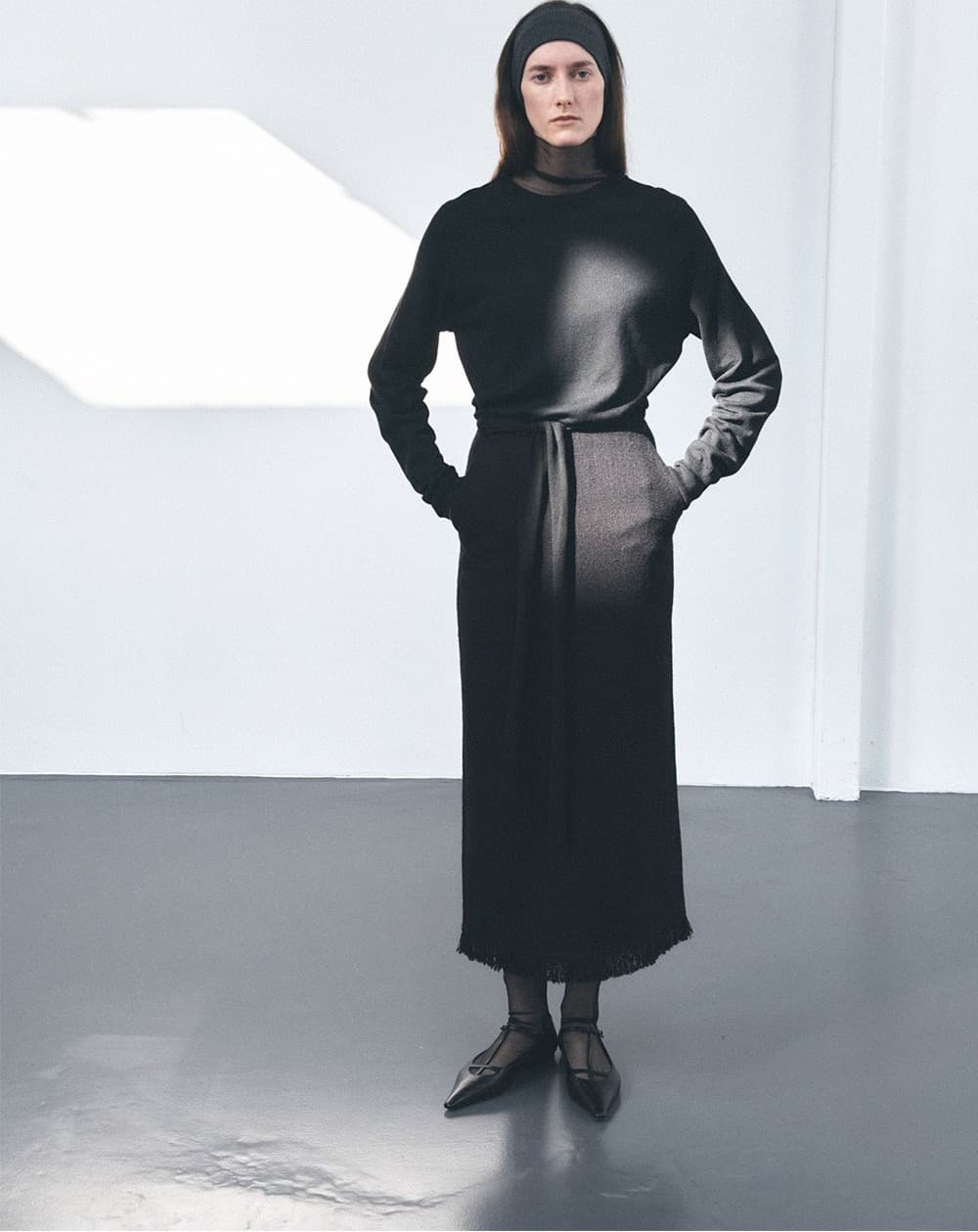 TVS H-LINE FRINGE MAXI SKIRT_BLACK — vue 8