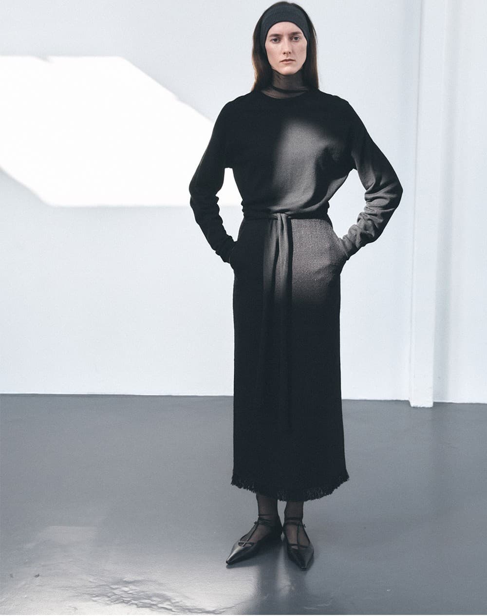 TVS H-LINE FRINGE MAXI SKIRT_BLACK — vue 9