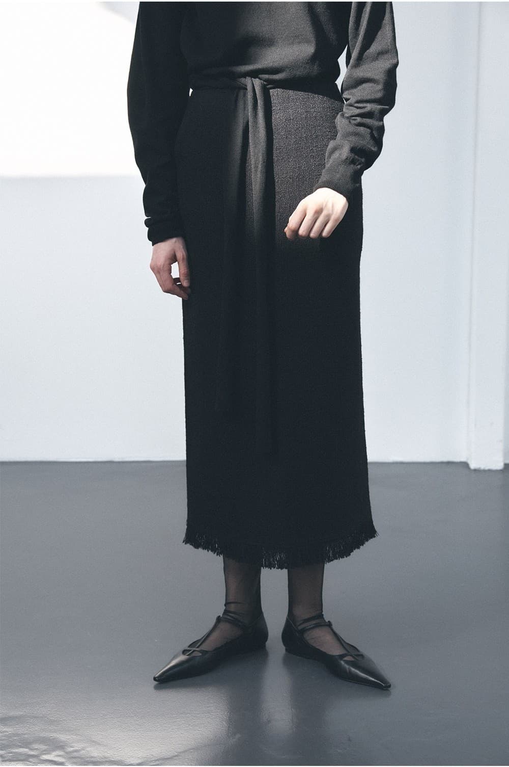 TVS H-LINE FRINGE MAXI SKIRT_BLACK — vue 10