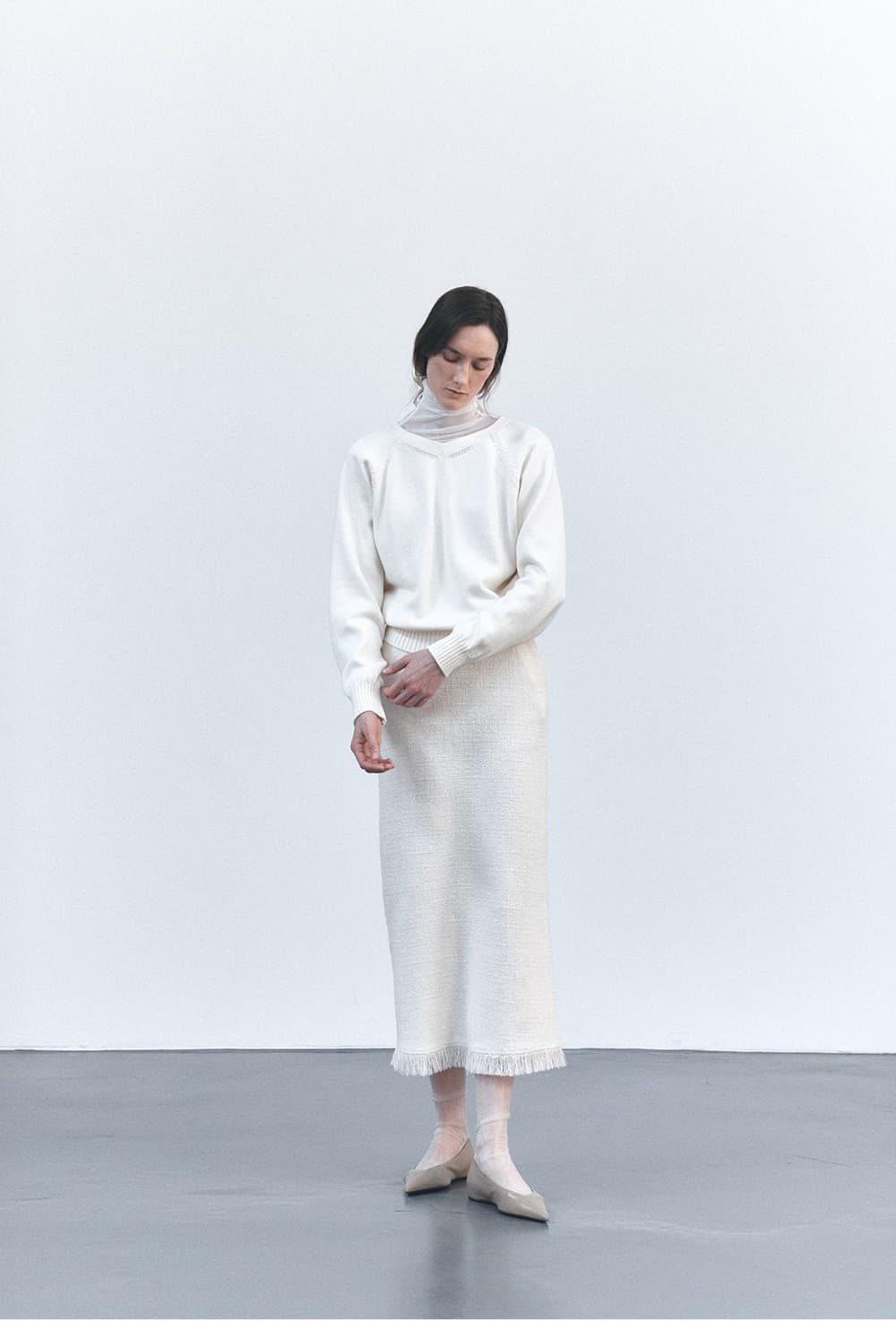 TVS H-LINE FRINGE MAXI SKIRT_IVORY — vue 6