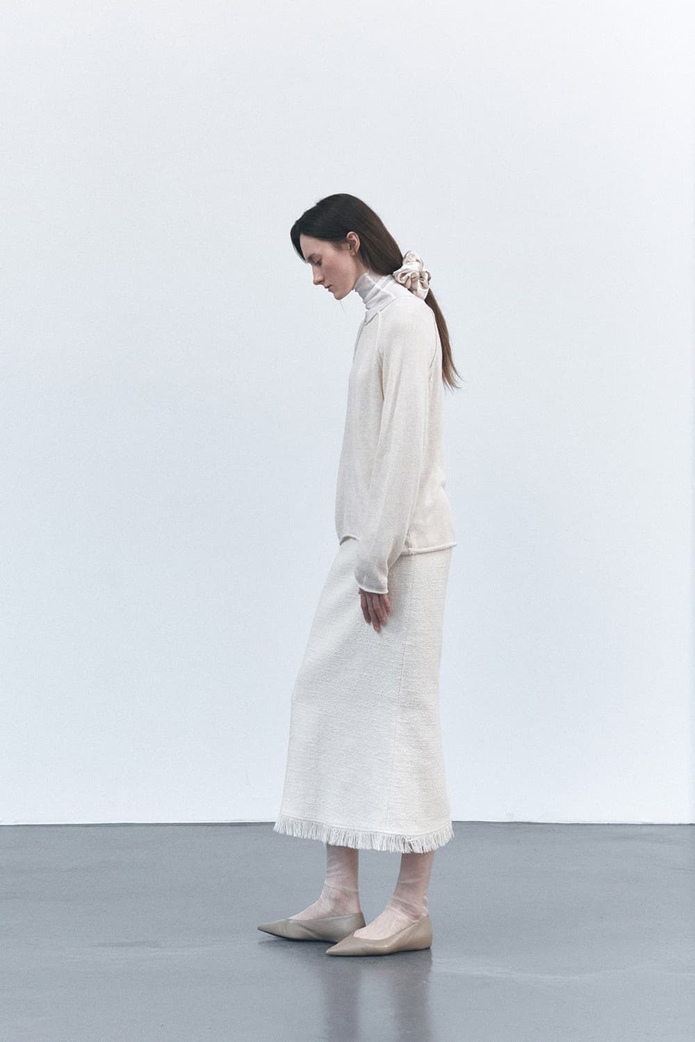 TVS H-LINE FRINGE MAXI SKIRT_IVORY — vue 15
