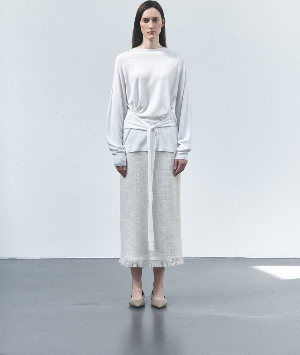 TVS H-LINE FRINGE MAXI SKIRT_IVORY — vue 16