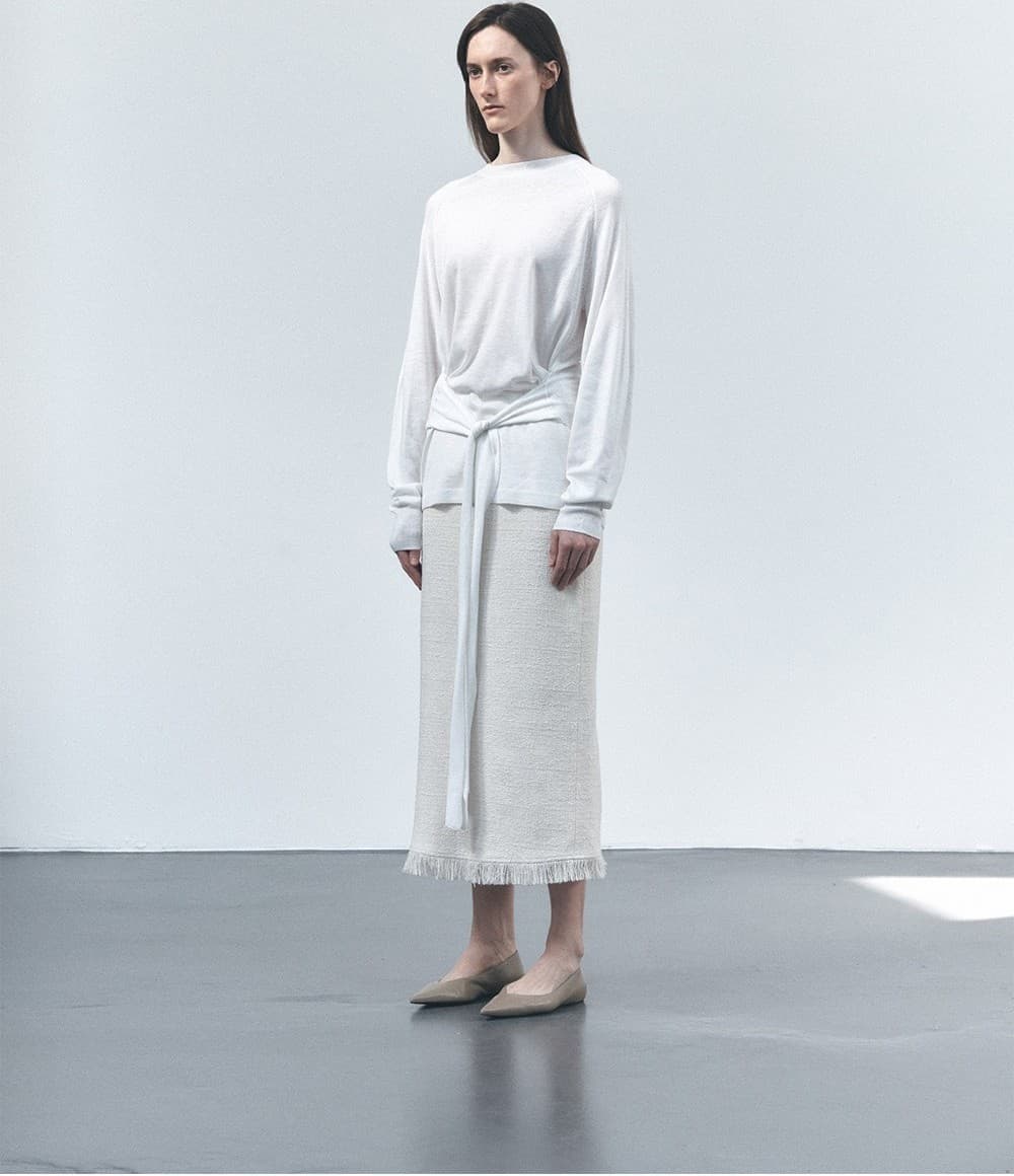 TVS H-LINE FRINGE MAXI SKIRT_IVORY — vue 19