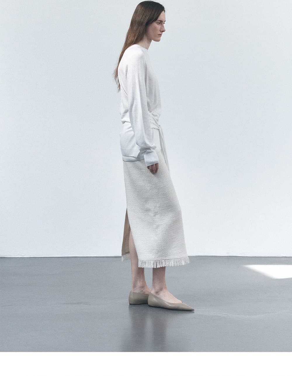 TVS H-LINE FRINGE MAXI SKIRT_IVORY — vue 20