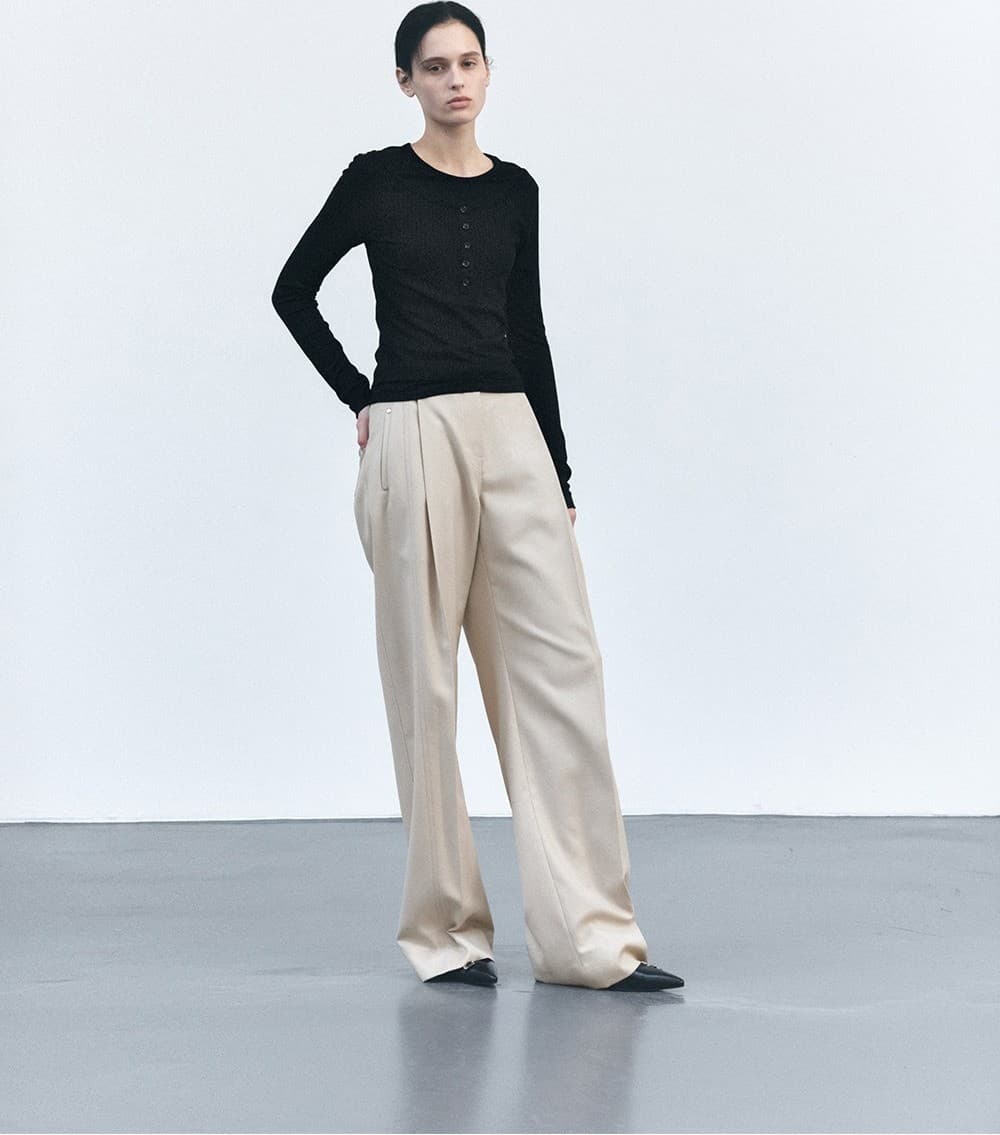 TVS WOOL DIVIDED WIDE PANTS_BEIGE — vue 6