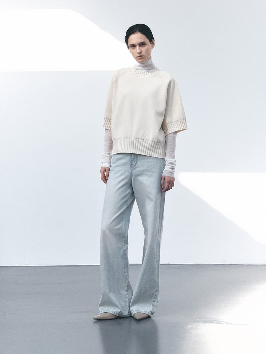 TVS COTTON ROUND NECK KNIT TOP_CREAM — vue 2