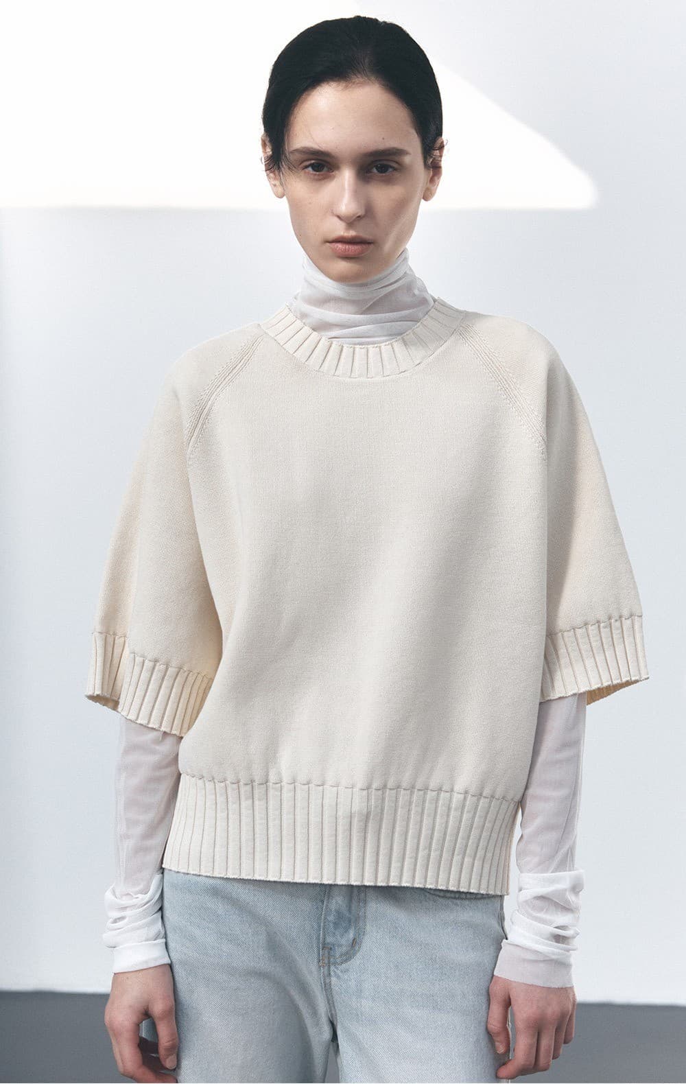 TVS COTTON ROUND NECK KNIT TOP_CREAM — vue 5