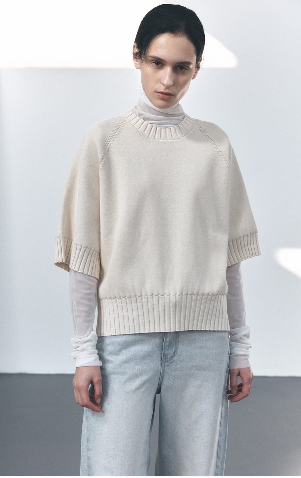 TVS COTTON ROUND NECK KNIT TOP_CREAM — vue 8