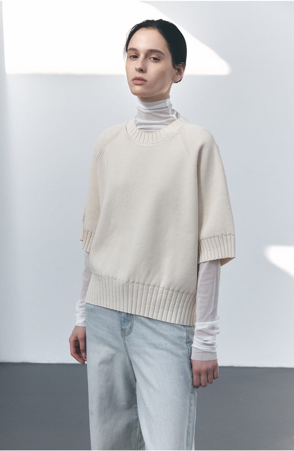 TVS COTTON ROUND NECK KNIT TOP_CREAM — vue 11