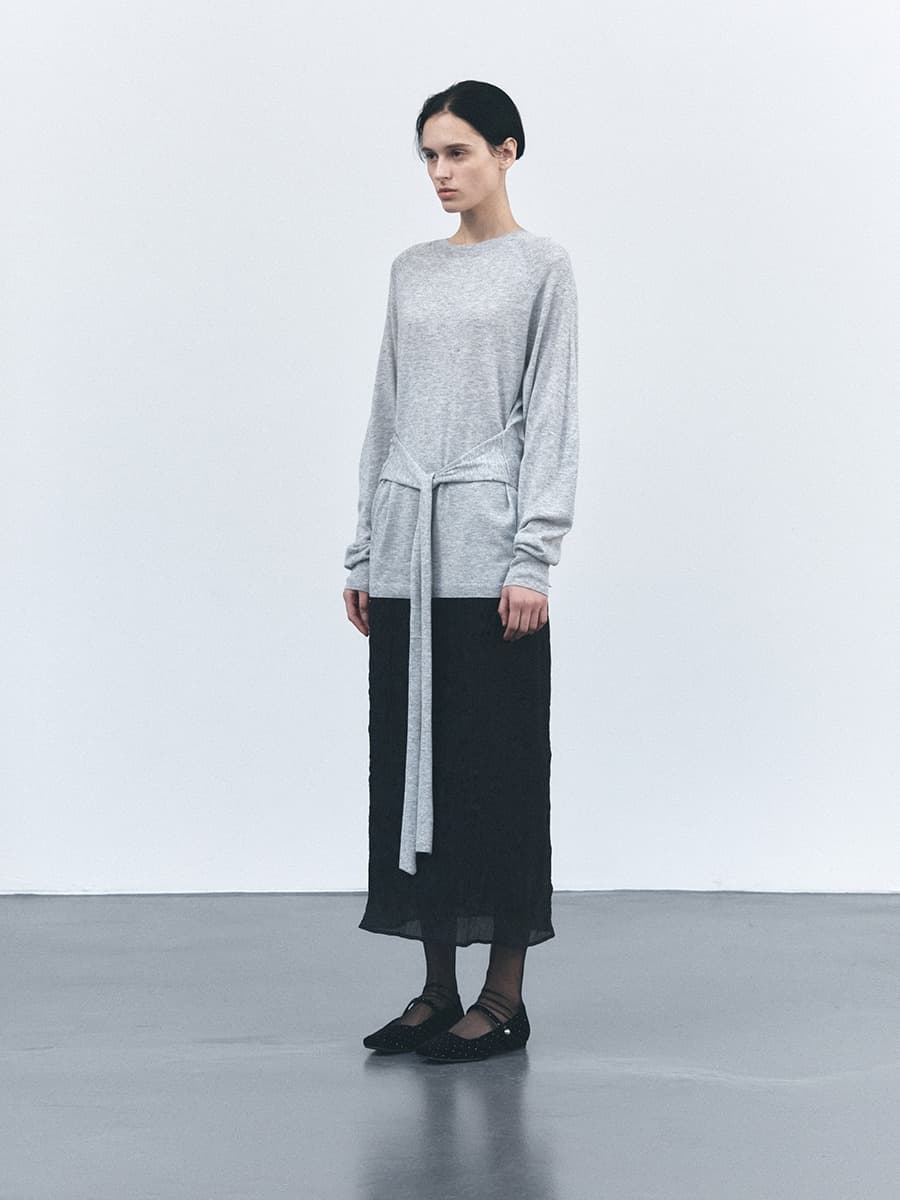 TVS TIE WRAP KNIT TOP_GREY — vue 2