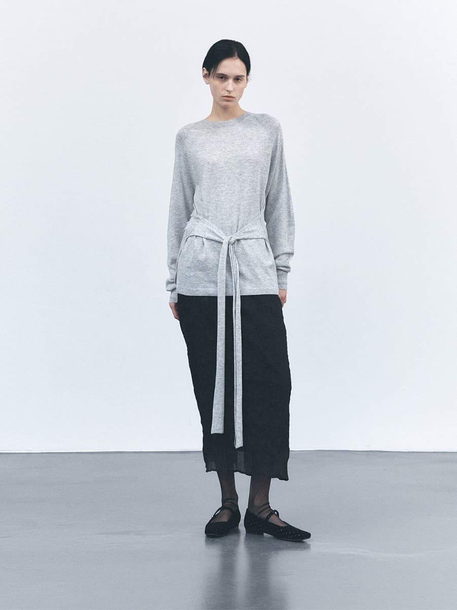 TVS TIE WRAP KNIT TOP_GREY — vue 3