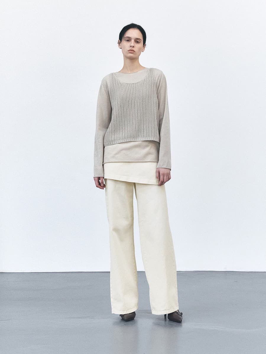TVS NETTING LAYERD KNIT TOP_BEIGE — vue 2
