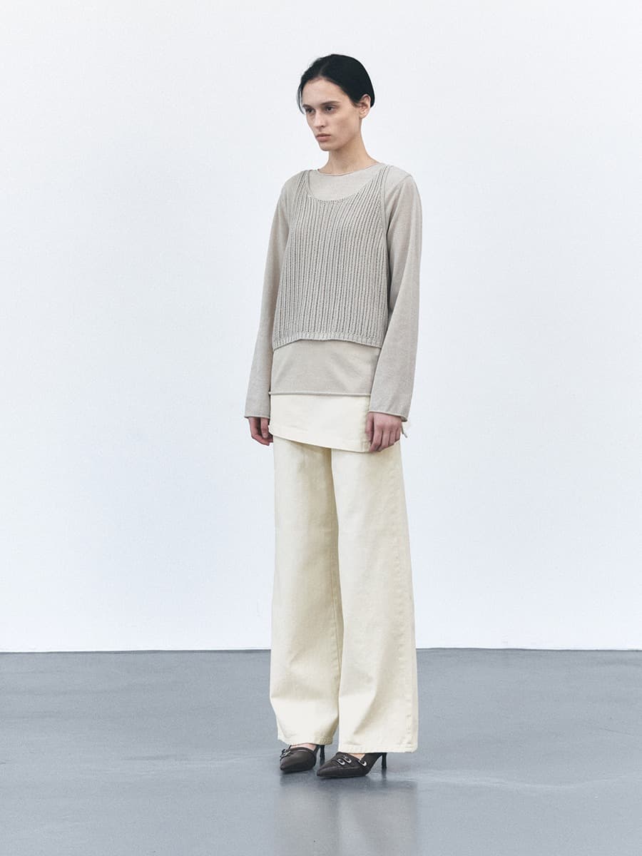 TVS NETTING LAYERD KNIT TOP_BEIGE — vue 3