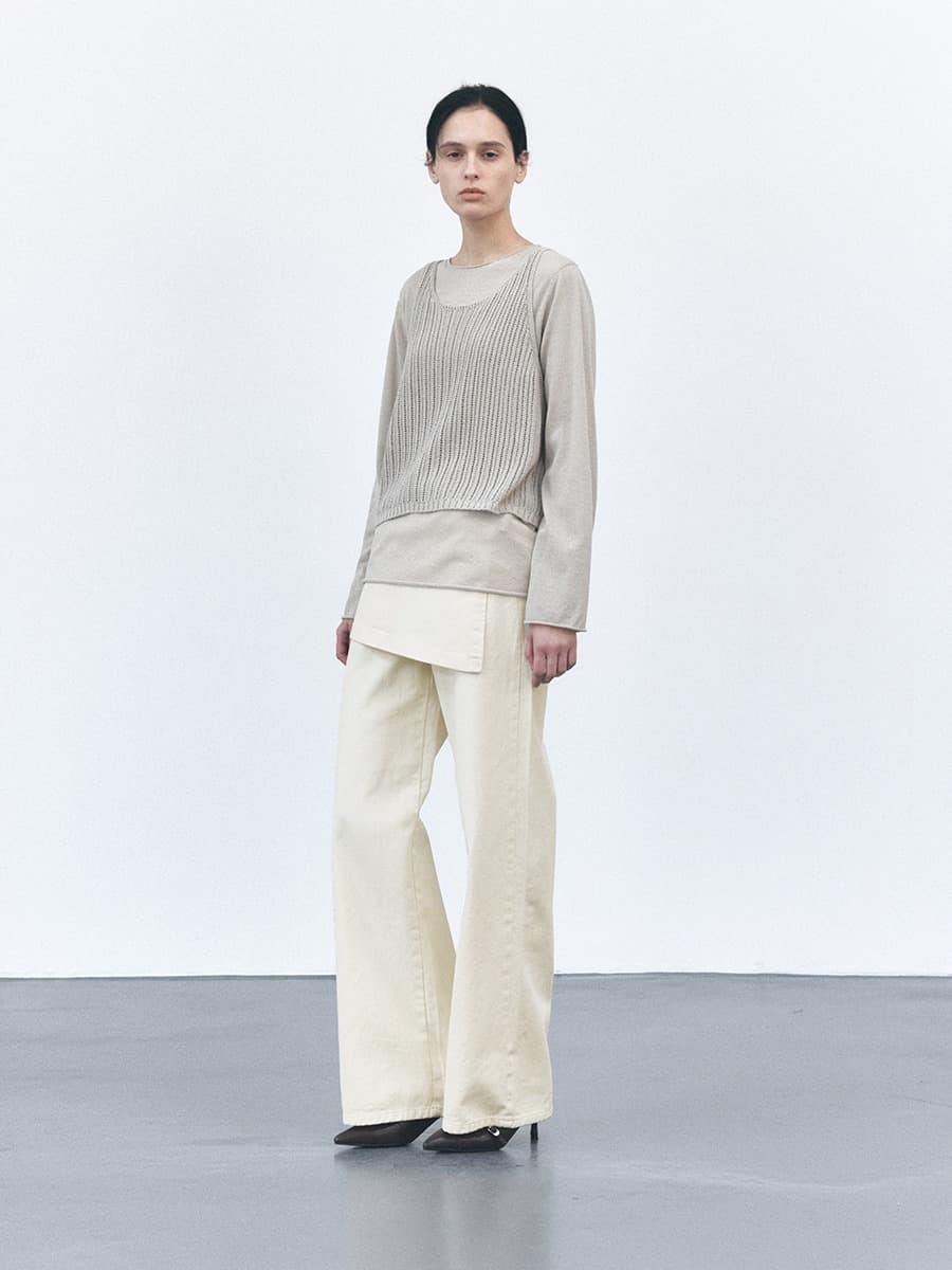 TVS NETTING LAYERD KNIT TOP_BEIGE — vue 4