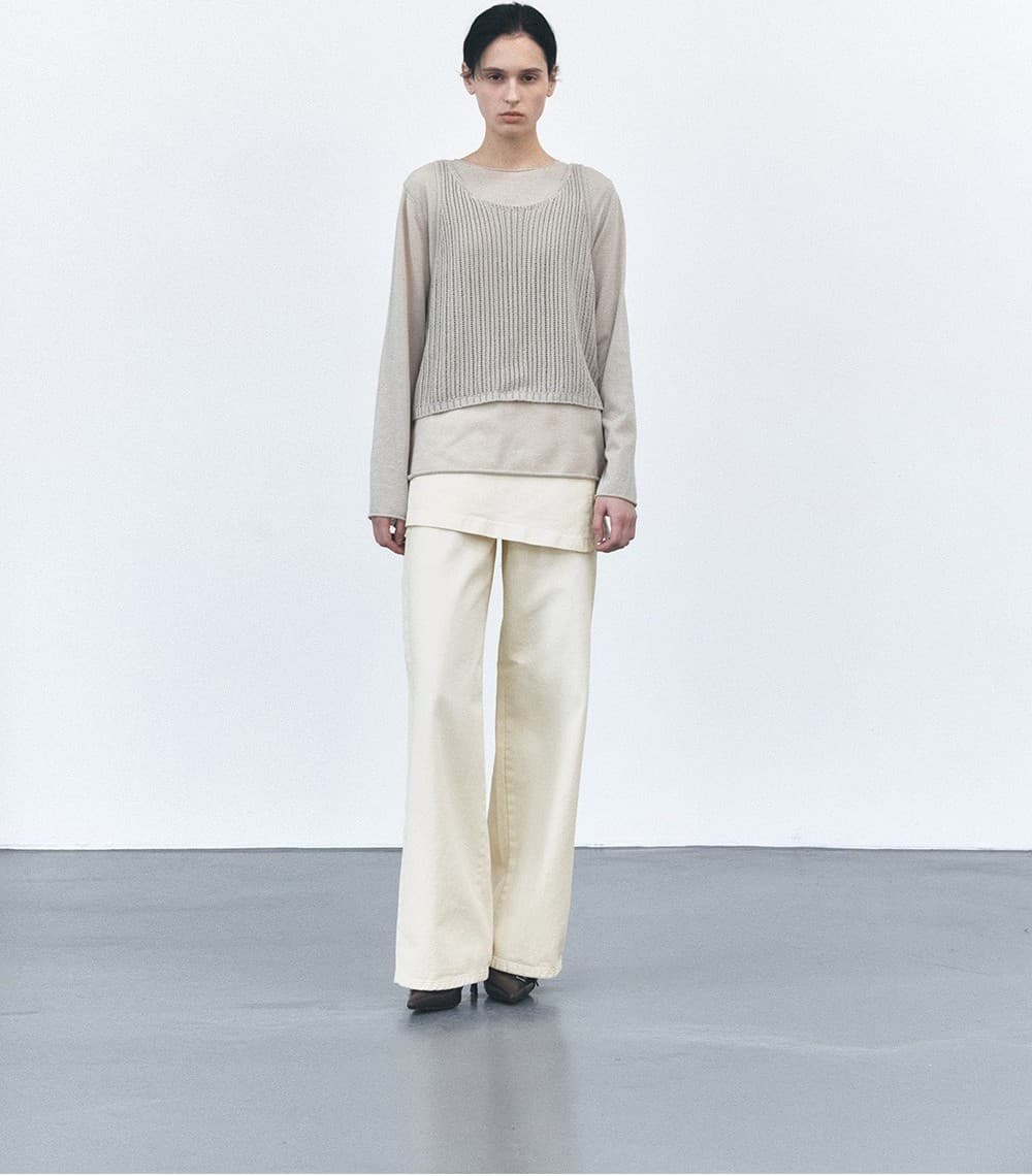 TVS NETTING LAYERD KNIT TOP_BEIGE — vue 6