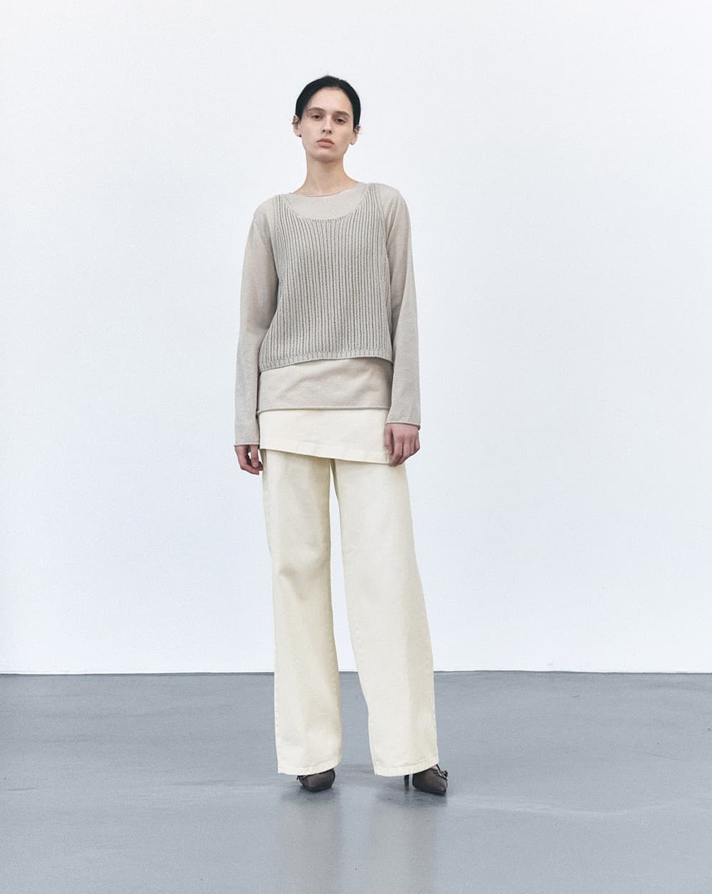 TVS NETTING LAYERD KNIT TOP_BEIGE — vue 7