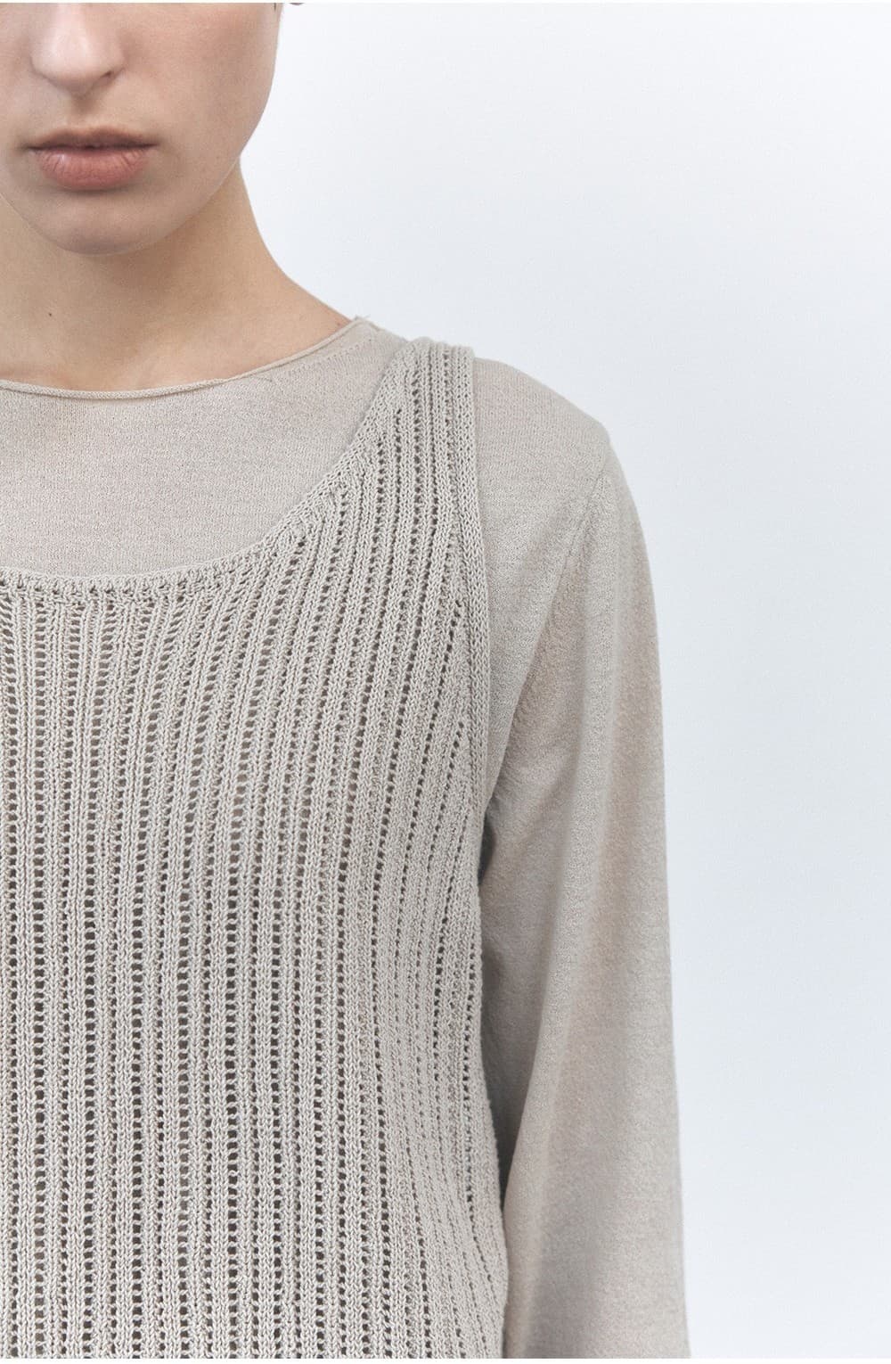 TVS NETTING LAYERD KNIT TOP_BEIGE — vue 10