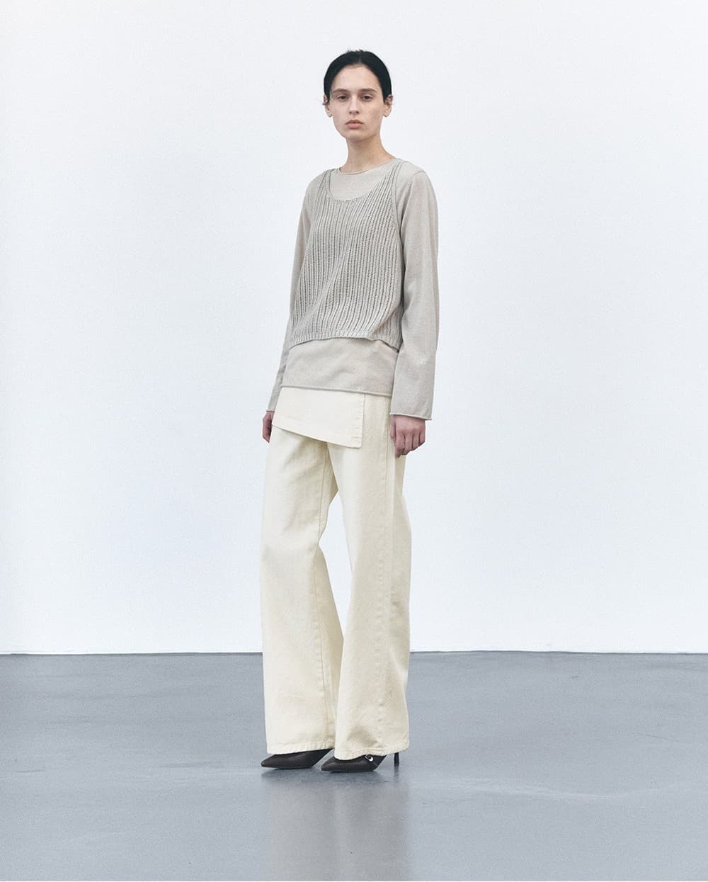 TVS NETTING LAYERD KNIT TOP_BEIGE — vue 11