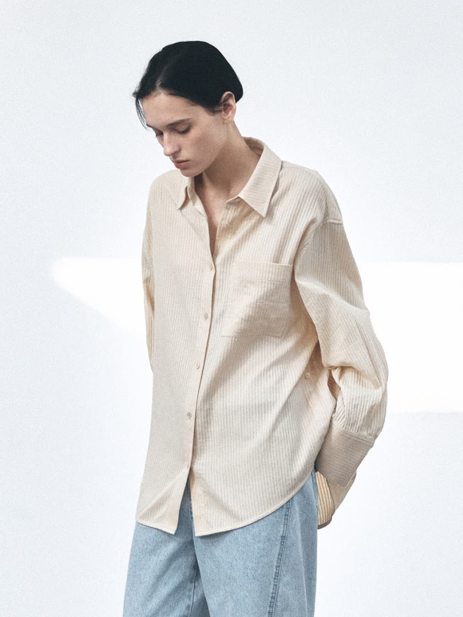 TVS COTTON STRIPE SHIRT_Y-BEIGE — vue 2