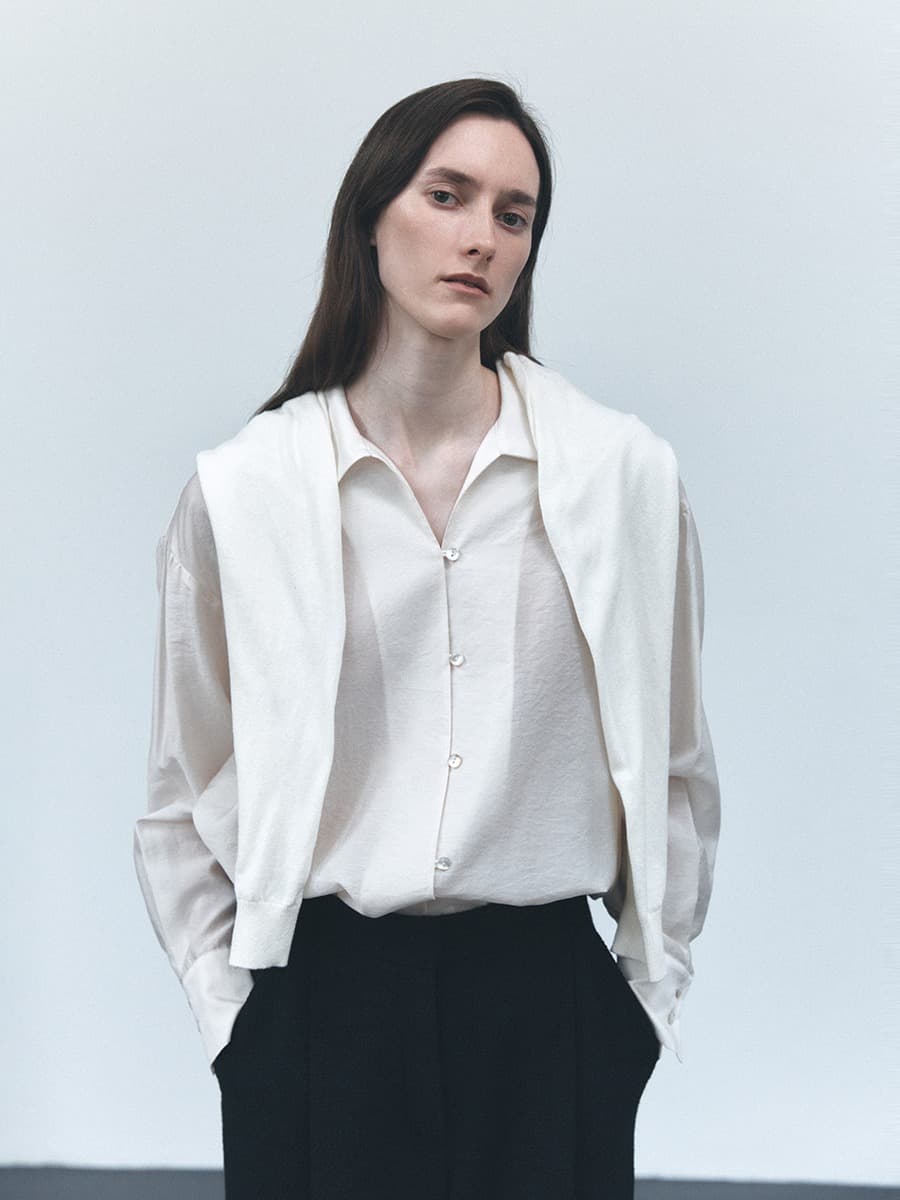 TVS SHEER COLLAR BLOUSE_IVORY — vue 4