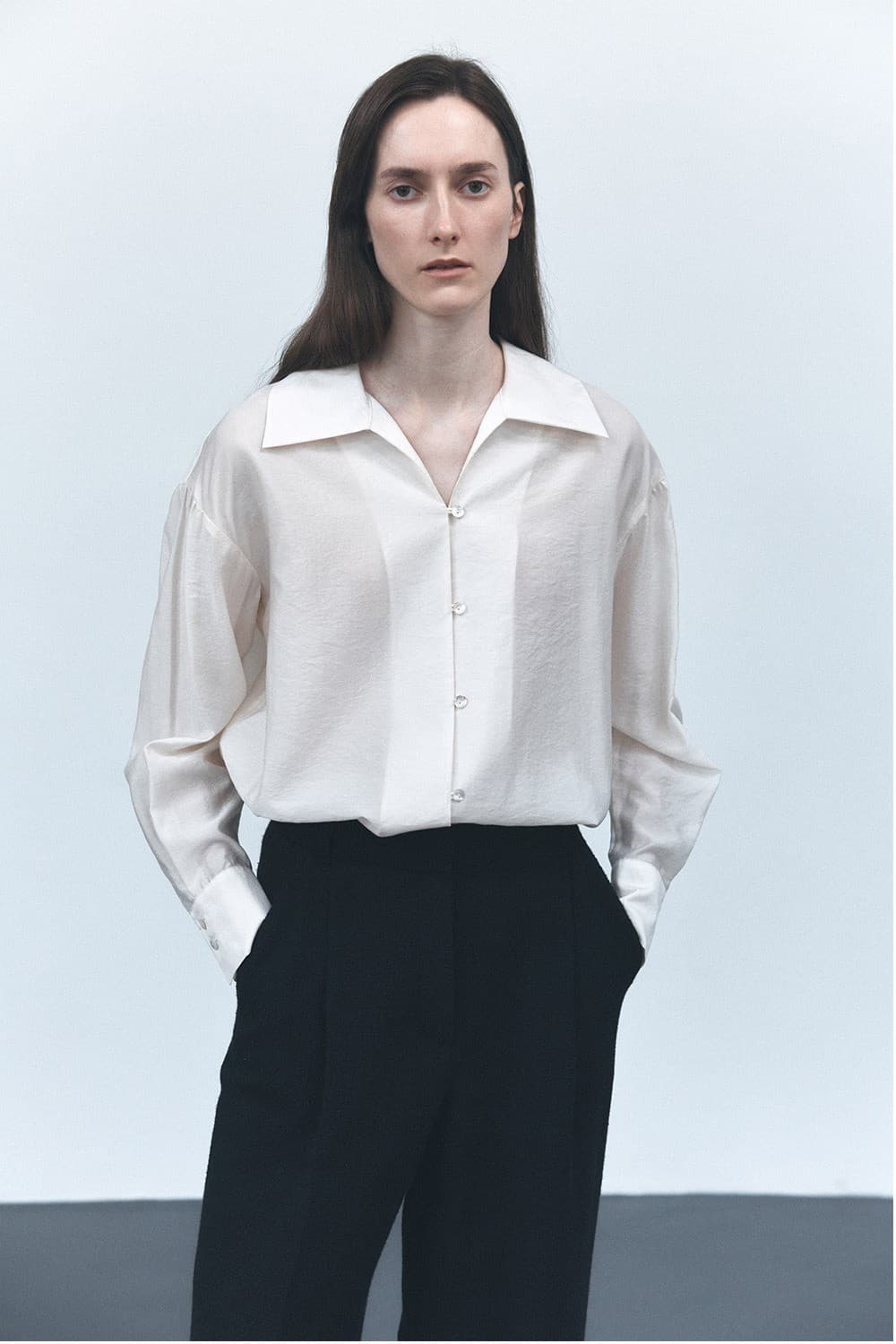 TVS SHEER COLLAR BLOUSE_IVORY — vue 5