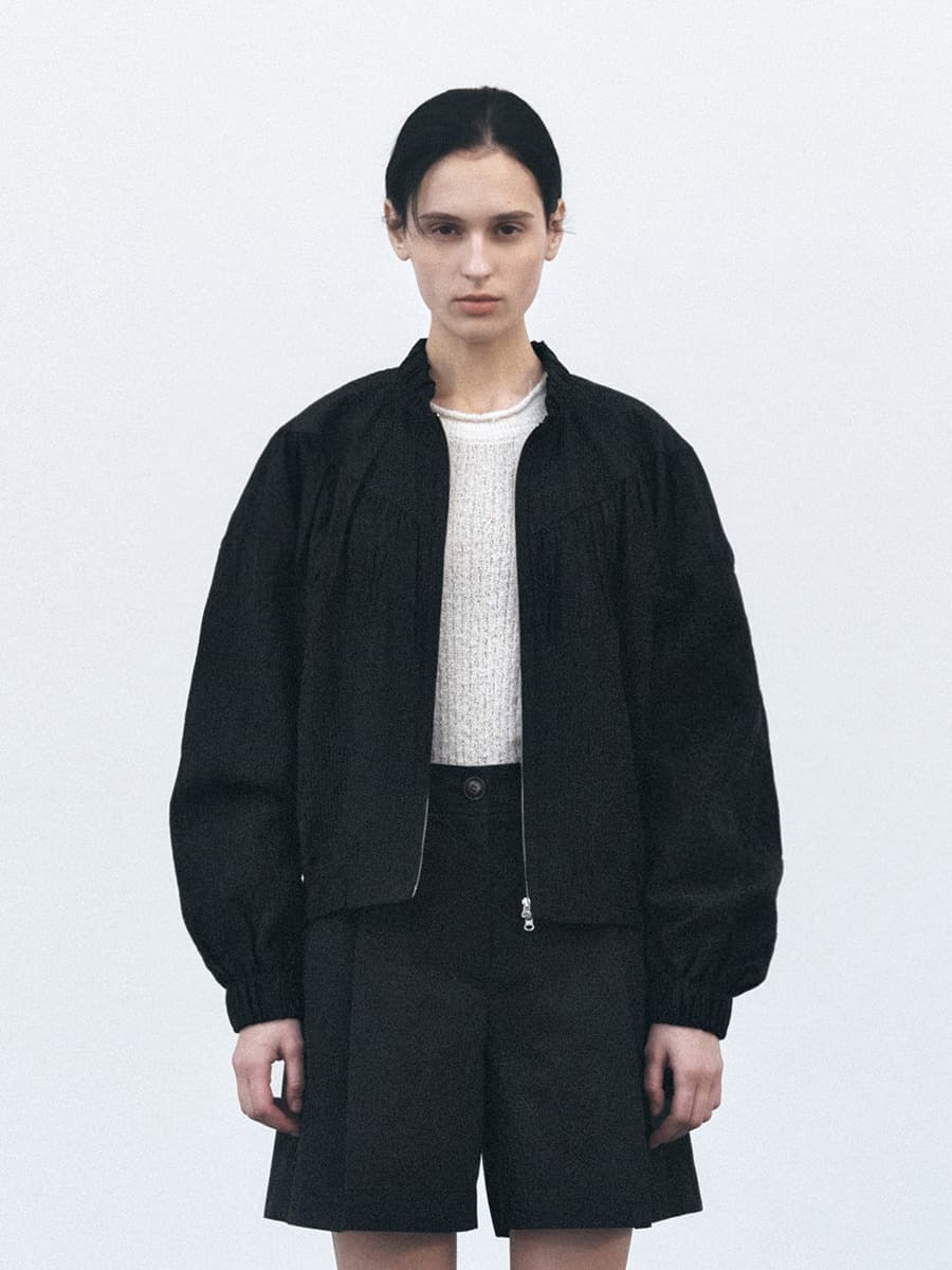 TVS SHIRRING BOMBER JUMPER_BLACK — vue 1