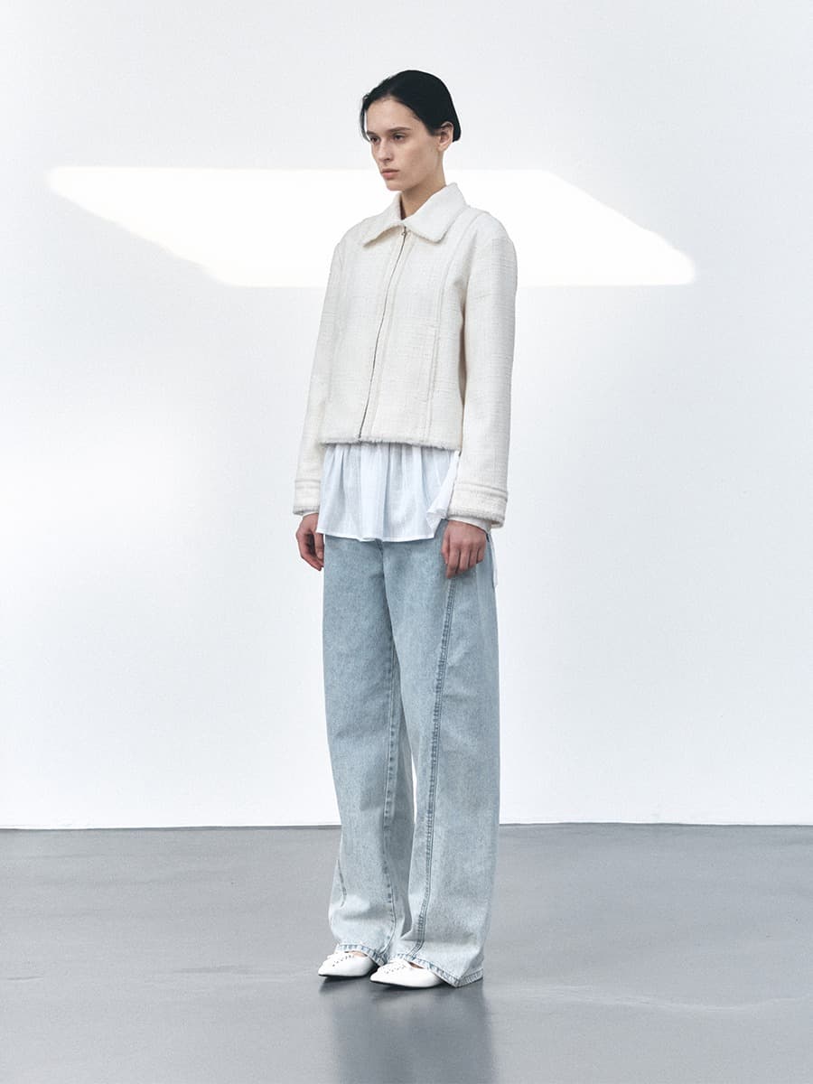 TVS FRINGE COLLAR TWEED JACKET_IVORY — vue 2