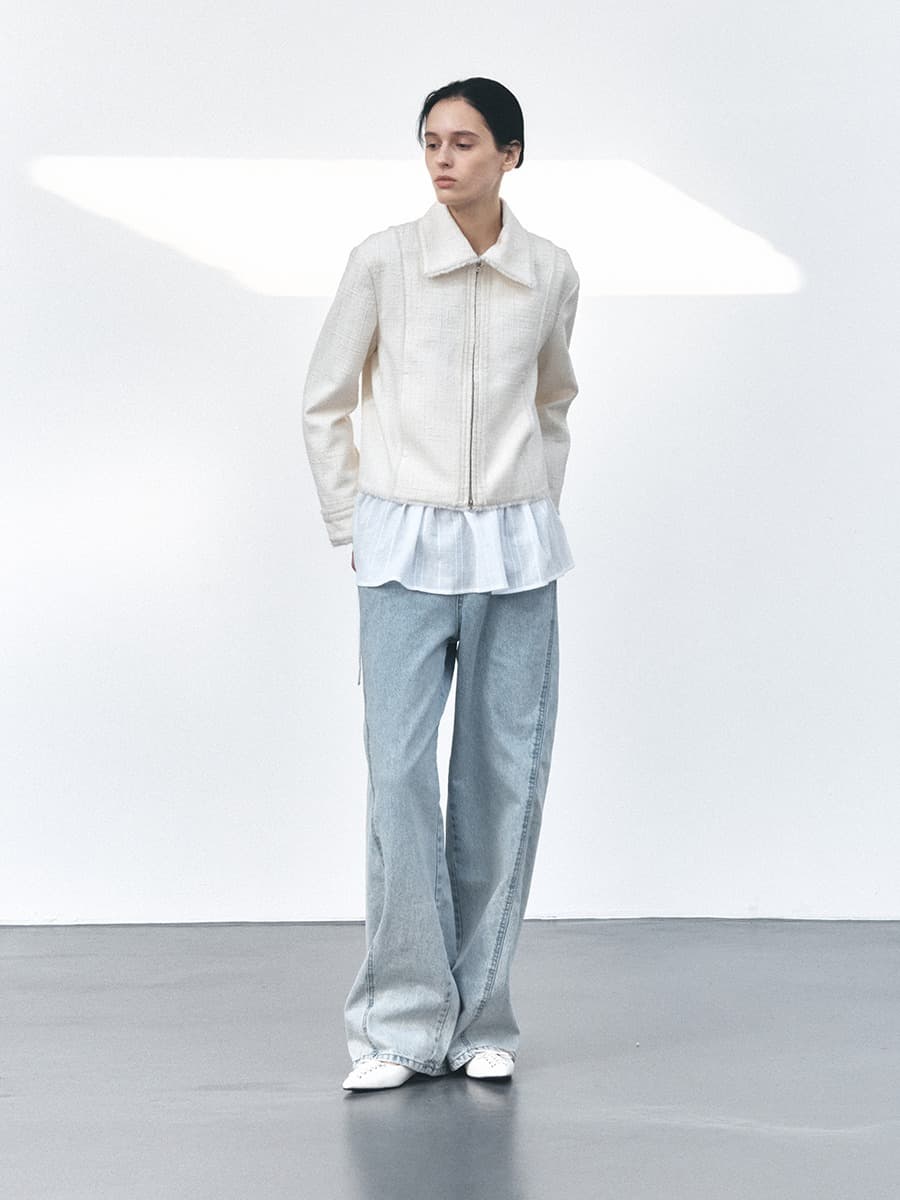 TVS FRINGE COLLAR TWEED JACKET_IVORY — vue 3