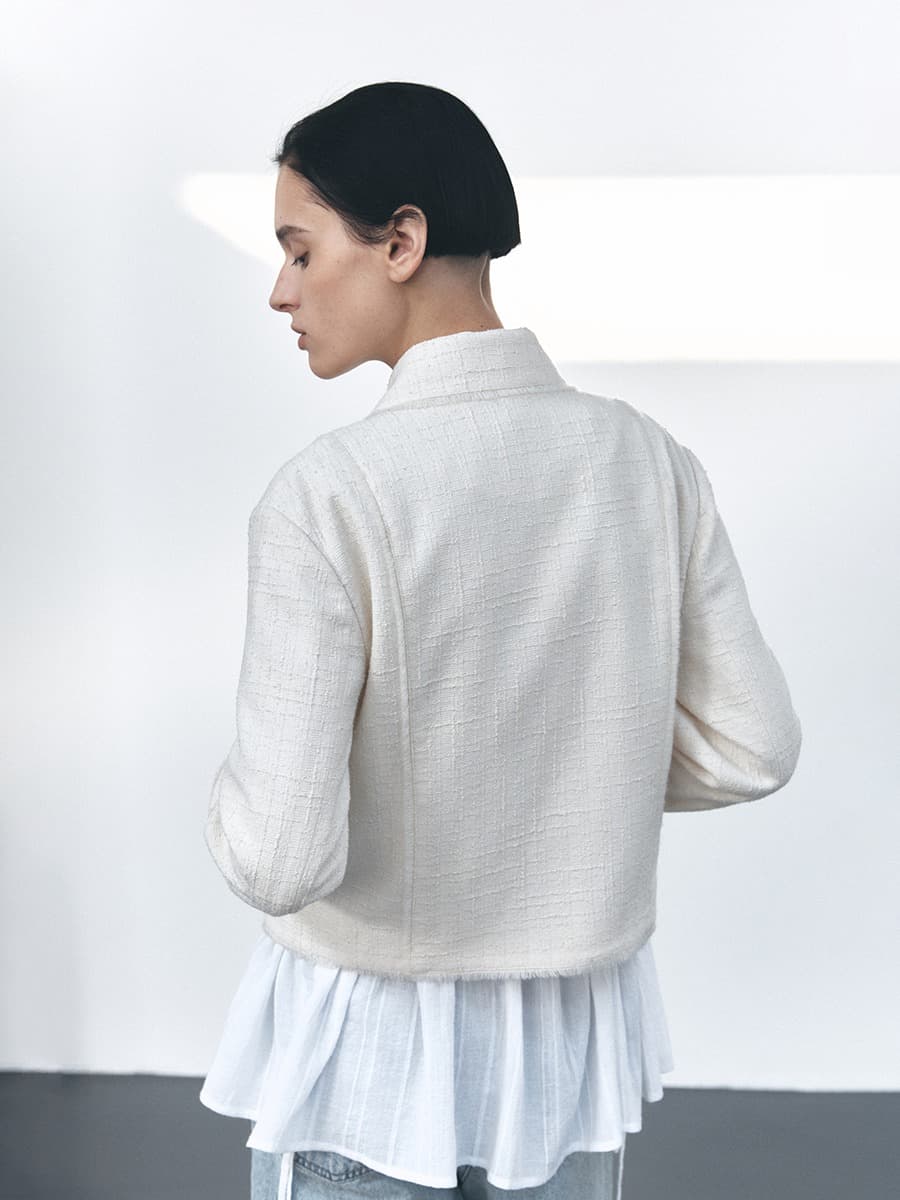 TVS FRINGE COLLAR TWEED JACKET_IVORY — vue 4