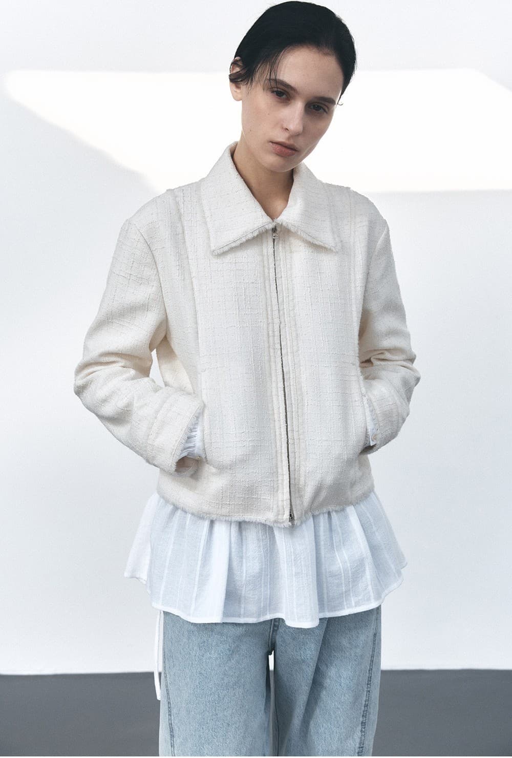 TVS FRINGE COLLAR TWEED JACKET_IVORY — vue 8