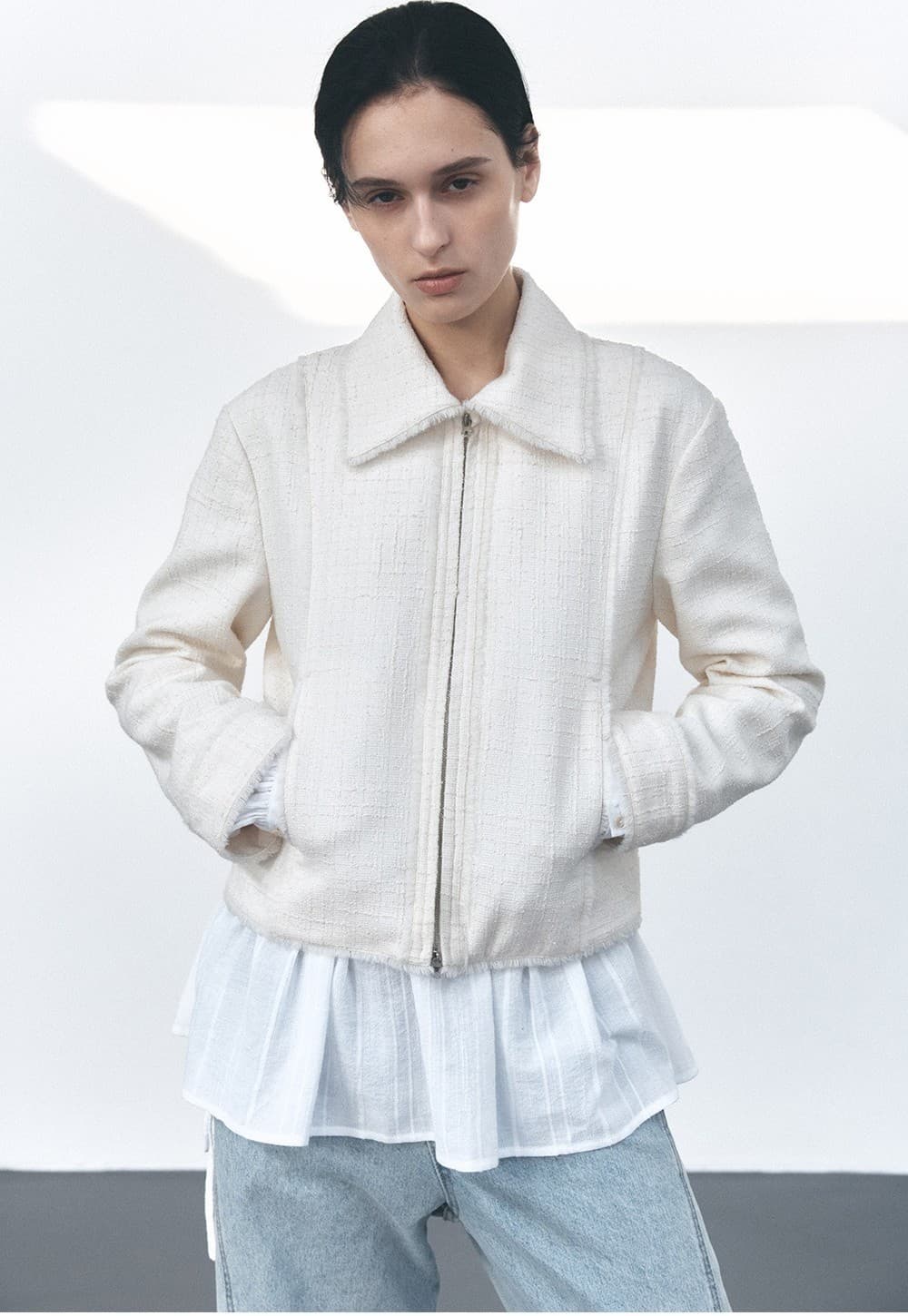 TVS FRINGE COLLAR TWEED JACKET_IVORY — vue 9