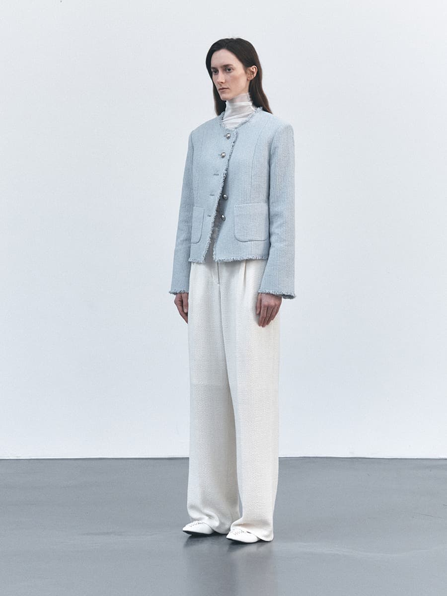 TVS FRINGE TWEED JACKET_SKY — vue 2